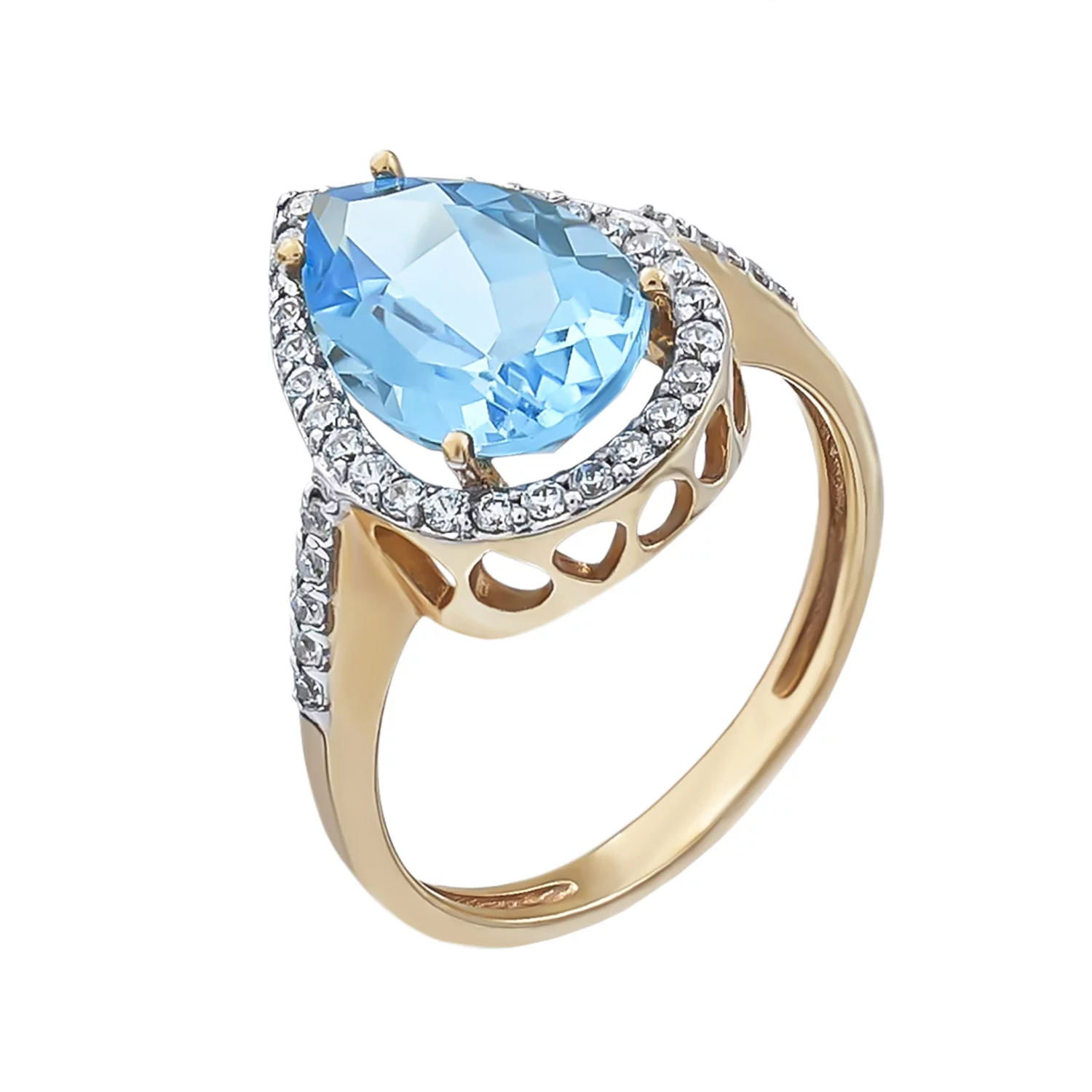 Золотое кольцо с топазом и фианитами. Артикул 1190435101: цена, отзывы, фото – купить в интернет-магазине AURUM
