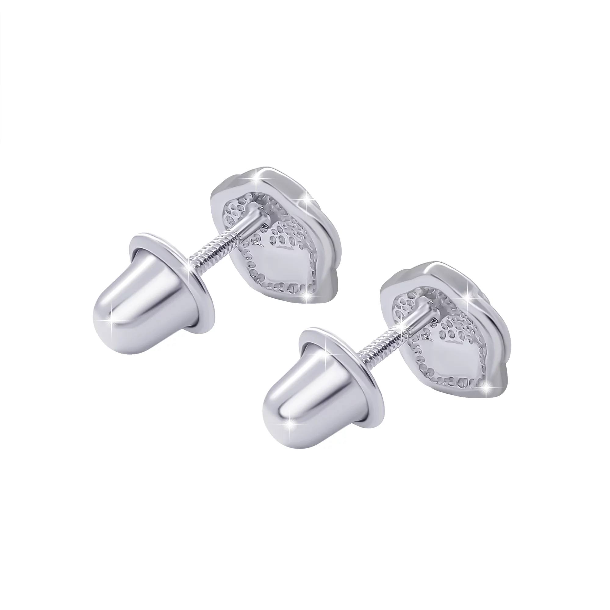 Сережки-гвоздики с эмалью из серебра "Розочки" - 1103248 – изображение 2