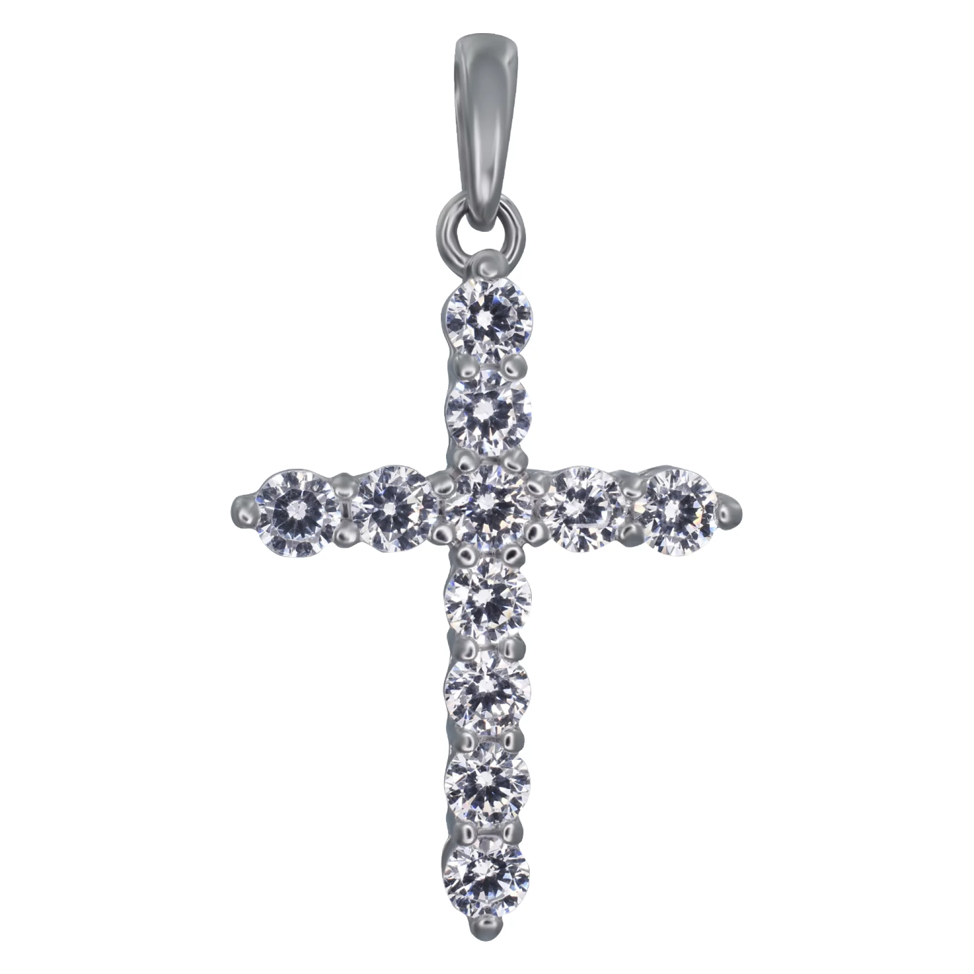 Крестик серебряный с фианитом - 907484 – изображение 1