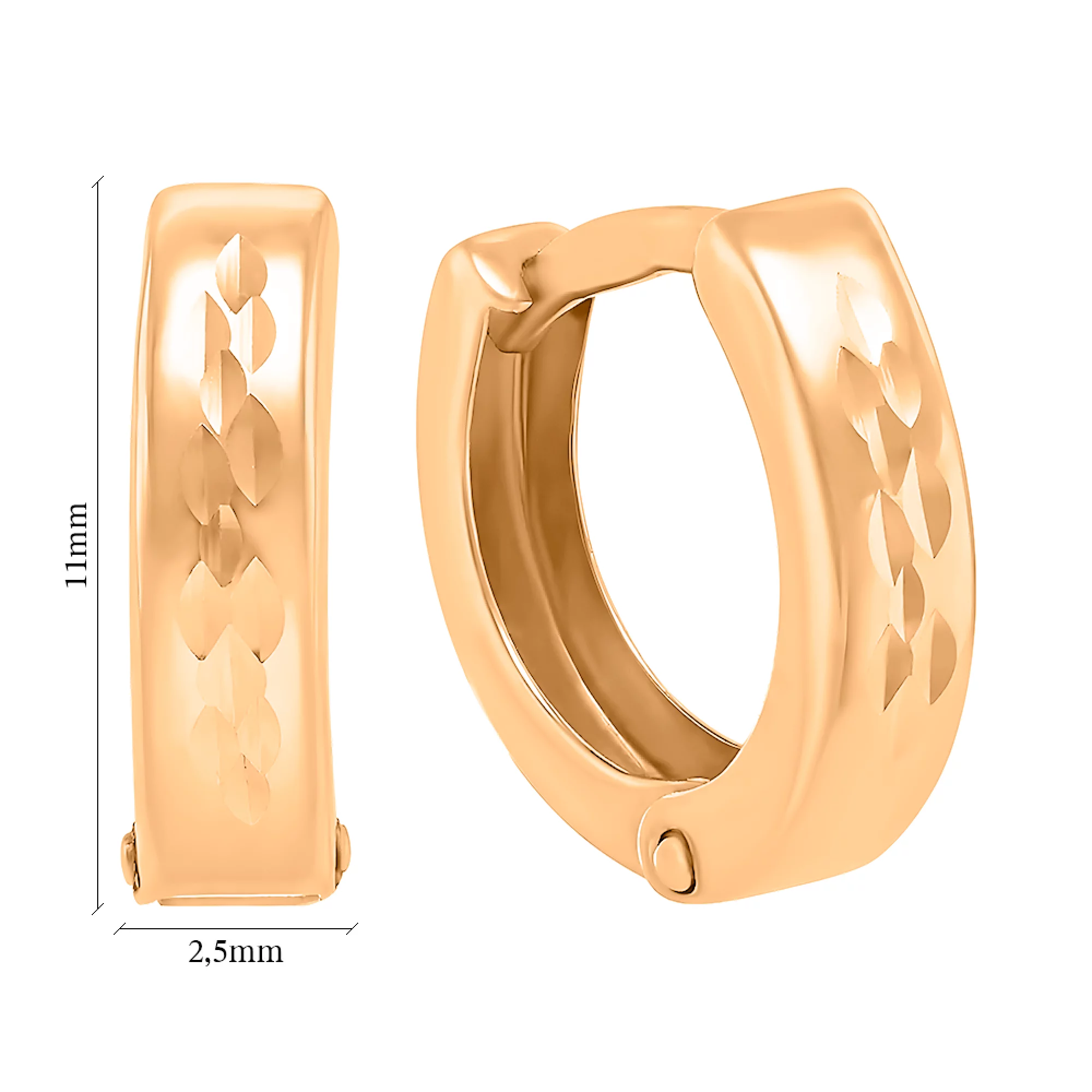 Серьги-кольца из красного золота  - 1443555 – изображение 2