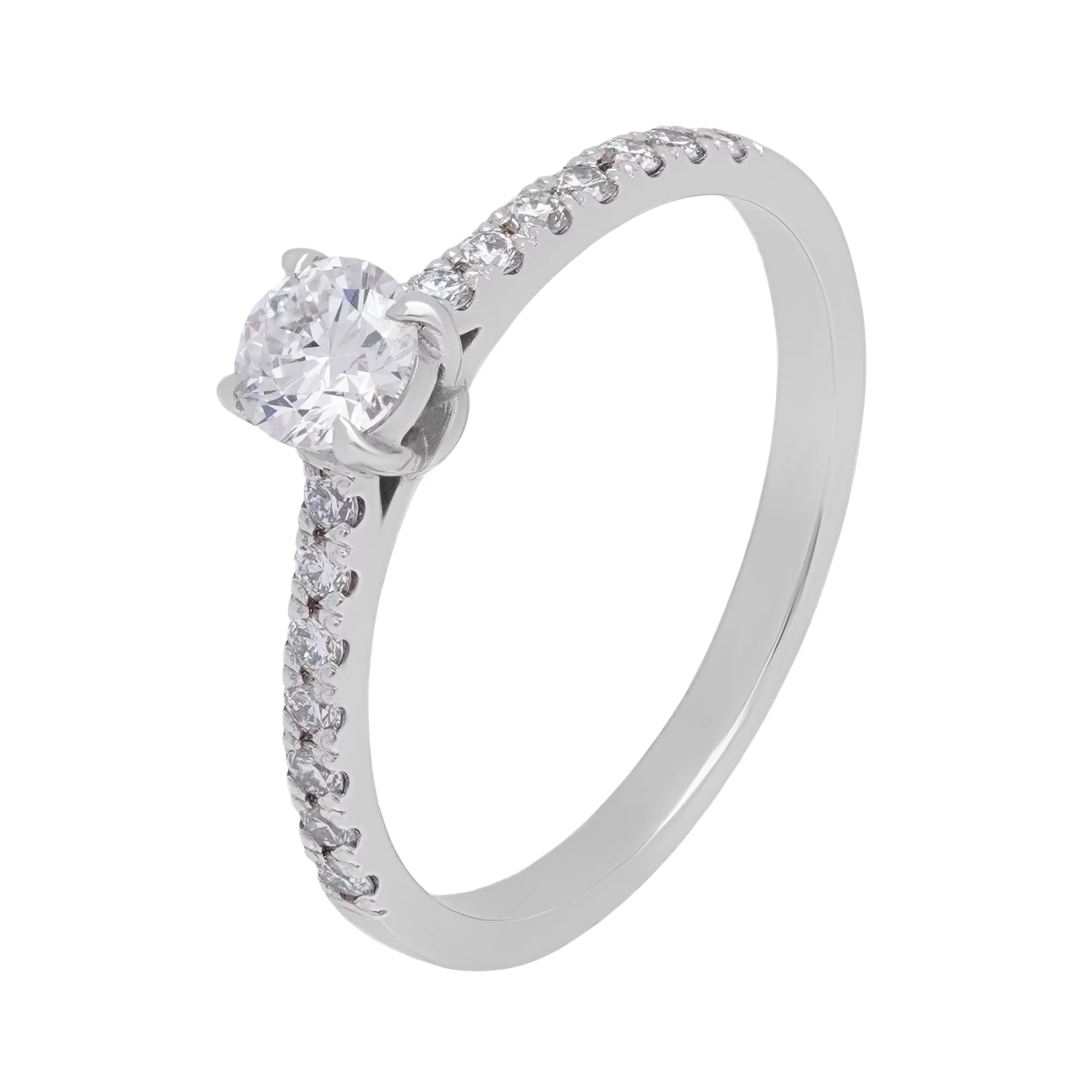 Тонкое кольцо с бриллиантом для помолвки из белого золота - 1644001 – изображение 1