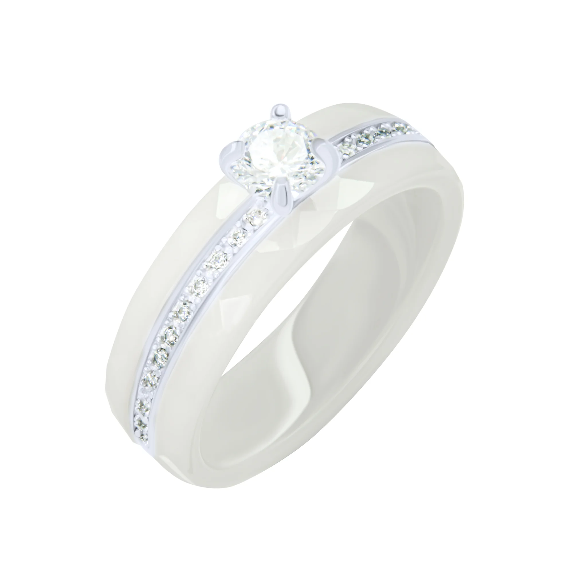 Кольцо из серебра с керамикой и фианитами - 1815063 - 1