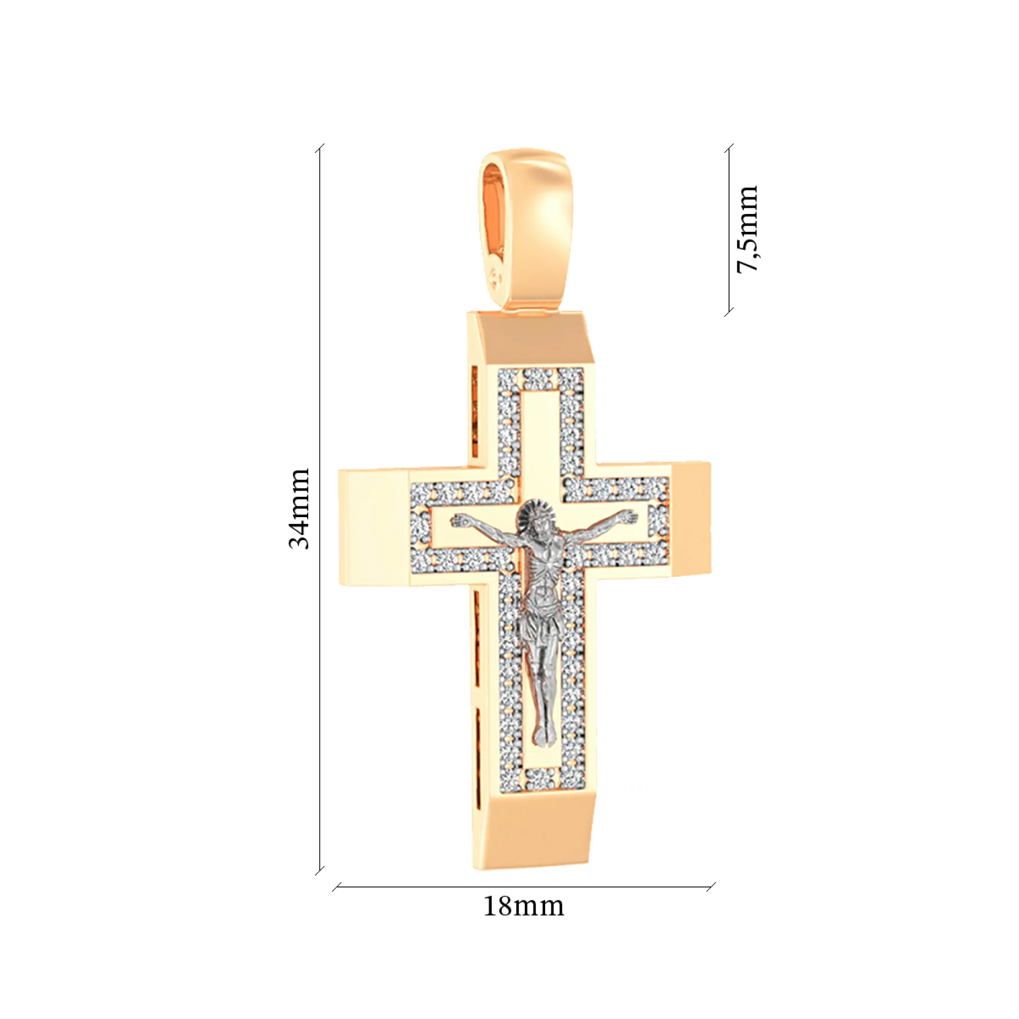 Золотий хрестик з фіанітом - 1409353 – зображення 2