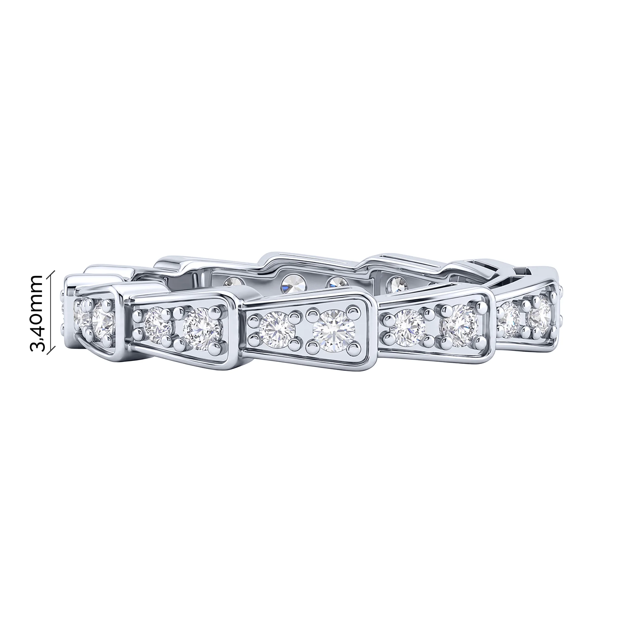 Серебряное кольцо "Змея" с фианитами  - 2262566 - 3