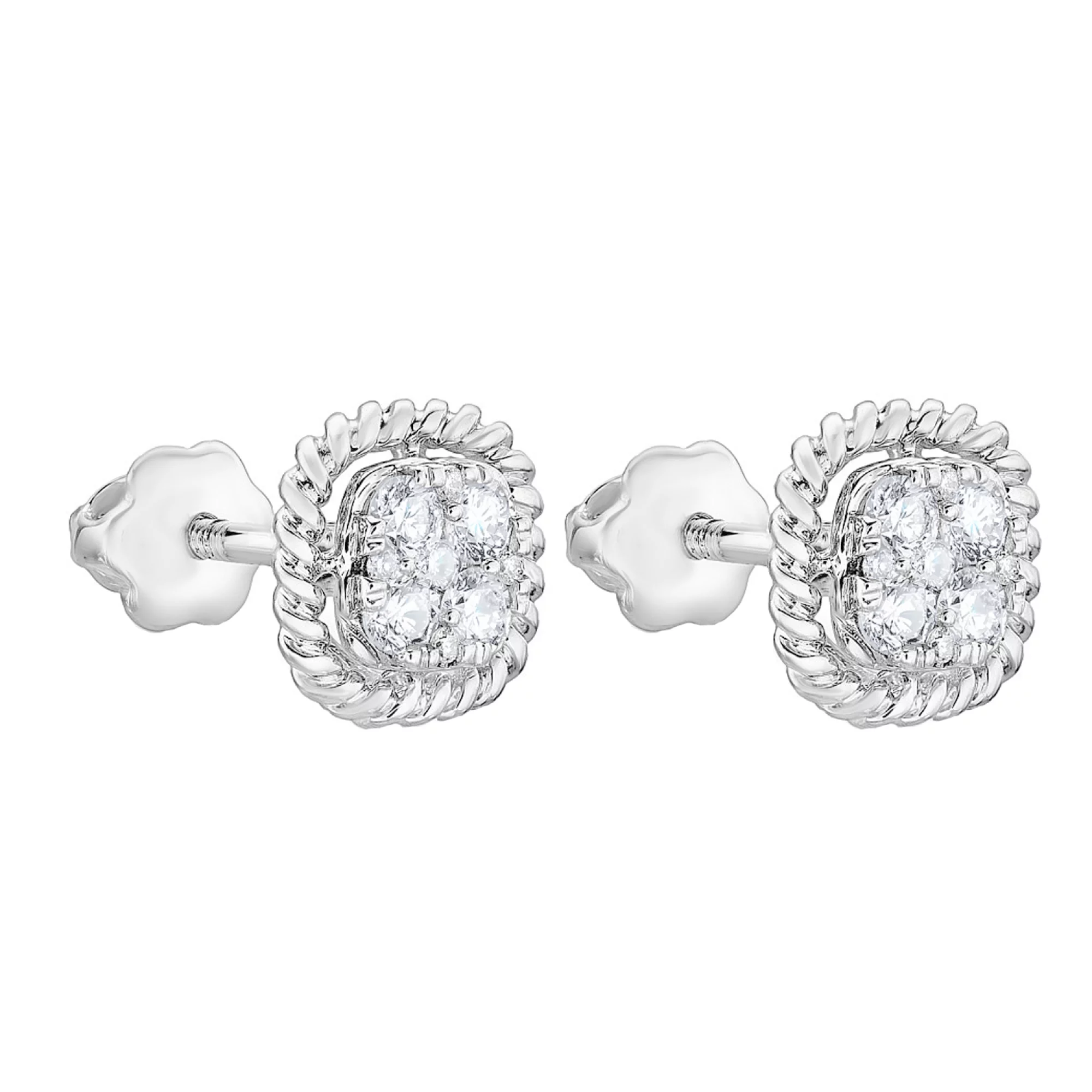 Сережки-гвоздики з білого золота з діамантами - 1708831 – зображення 1