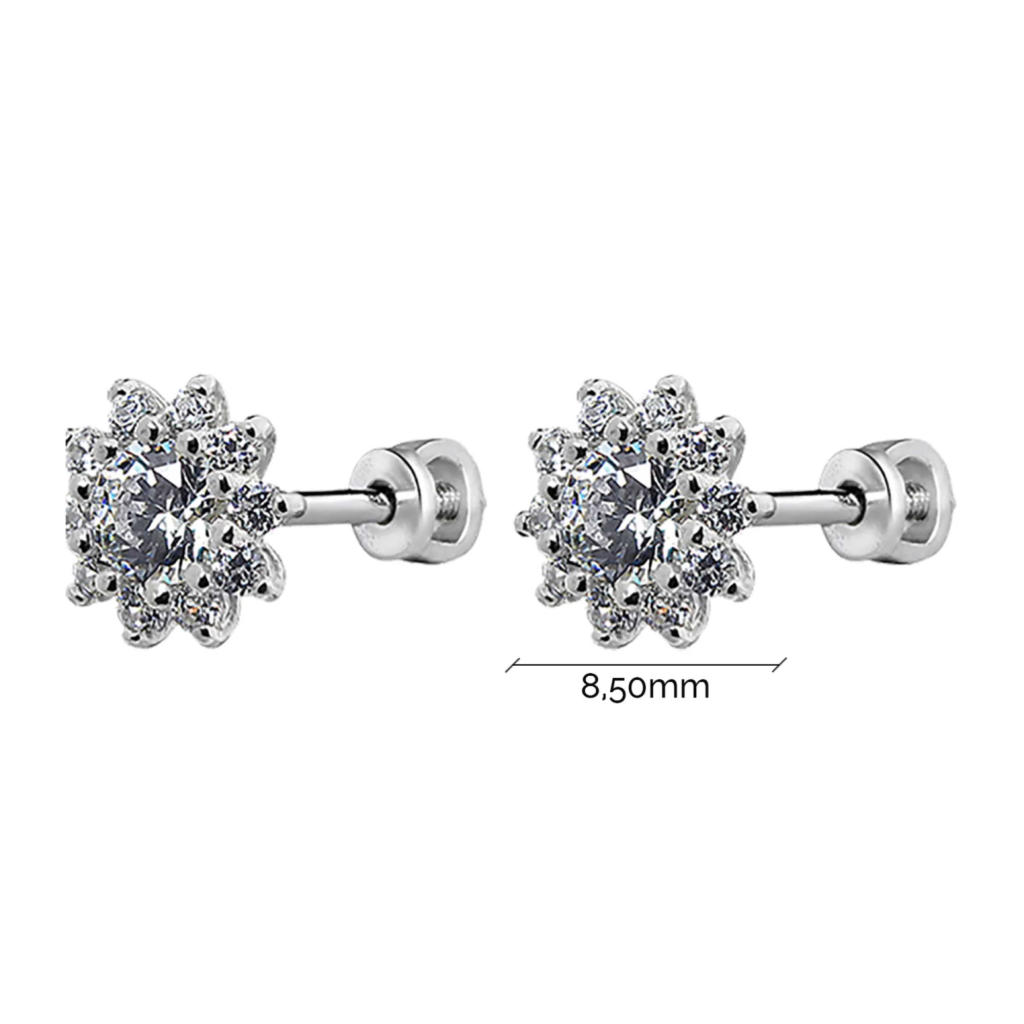 Серебряные серьги-гвоздики с фианитами - 622736 - 2