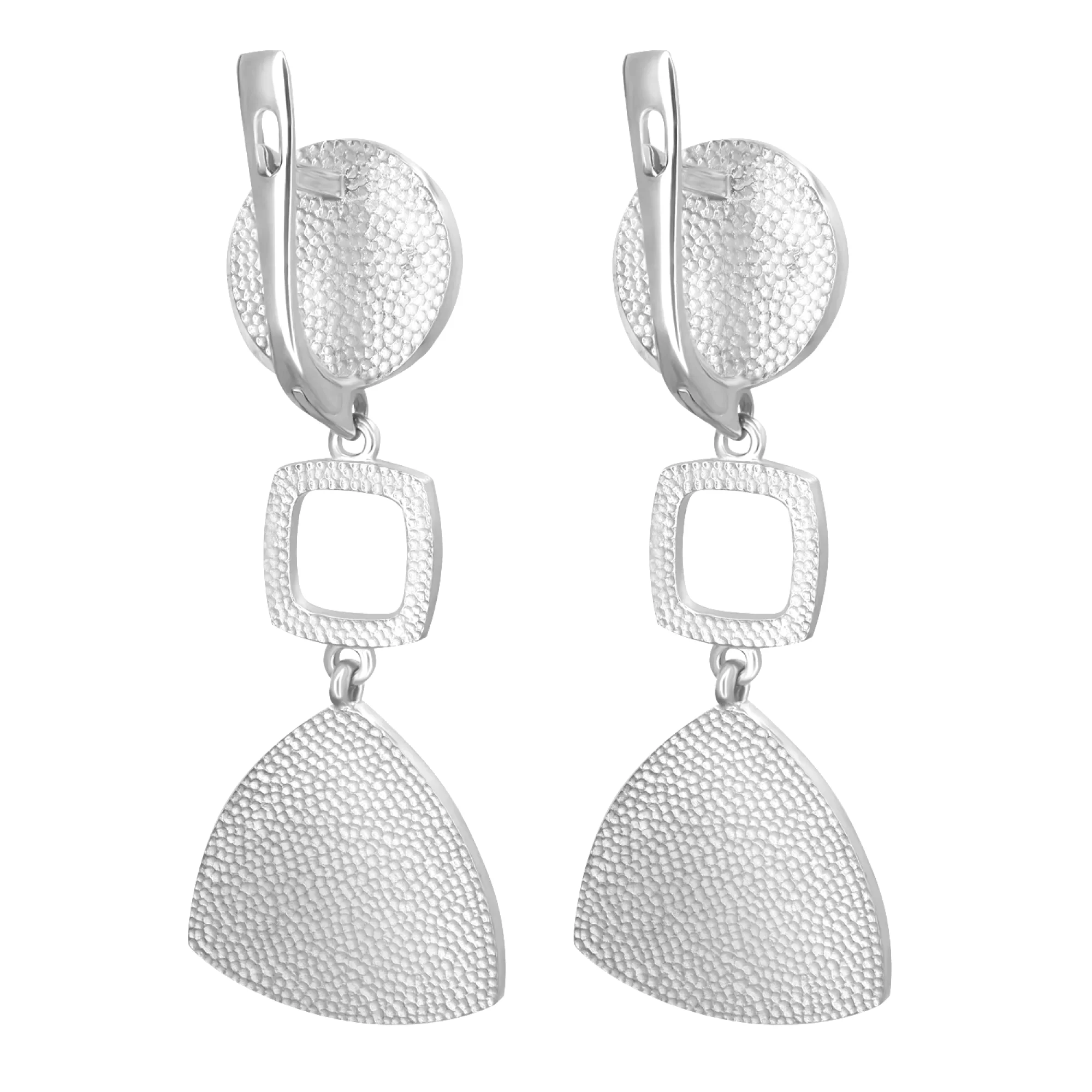 Сережки срібні з емаллю i підвісами - 907531 – зображення 3