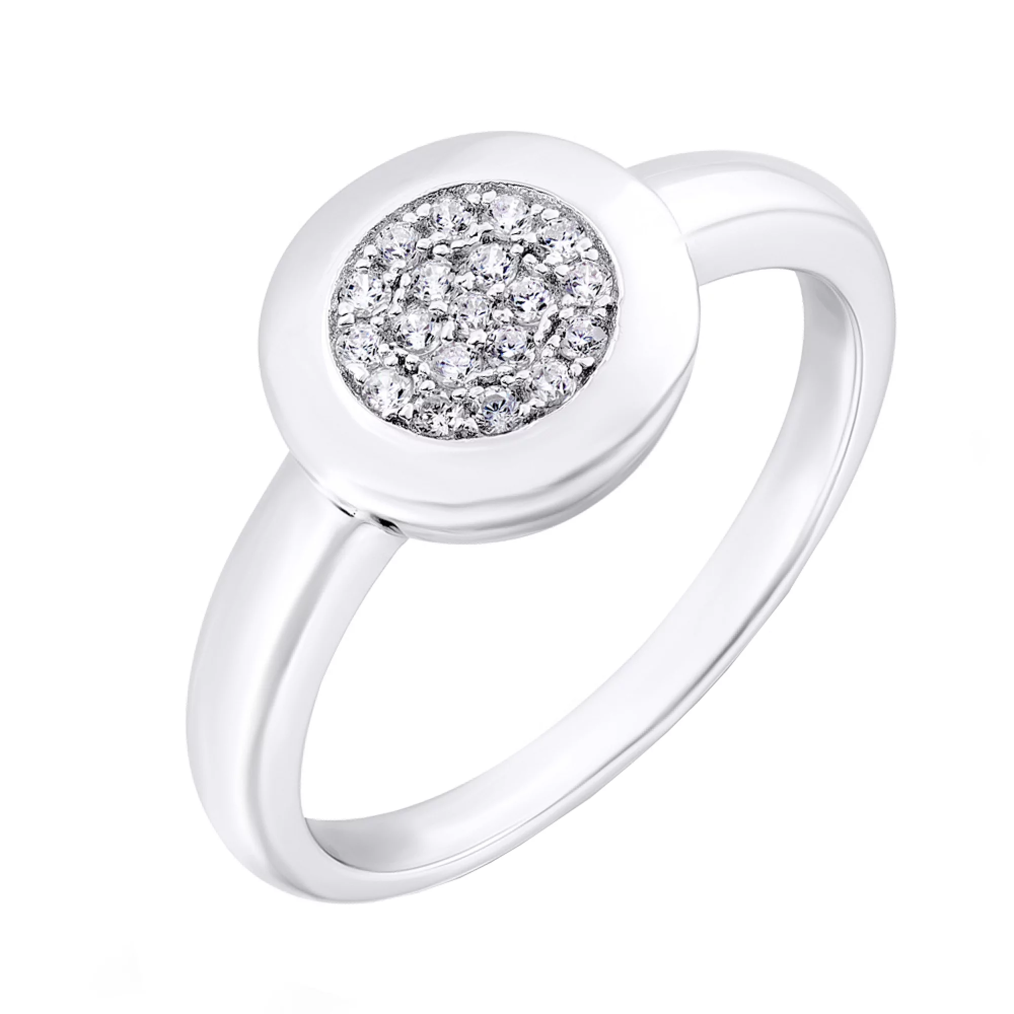Кольцо серебряное с россыпью фианитов - 1581019 – изображение 1