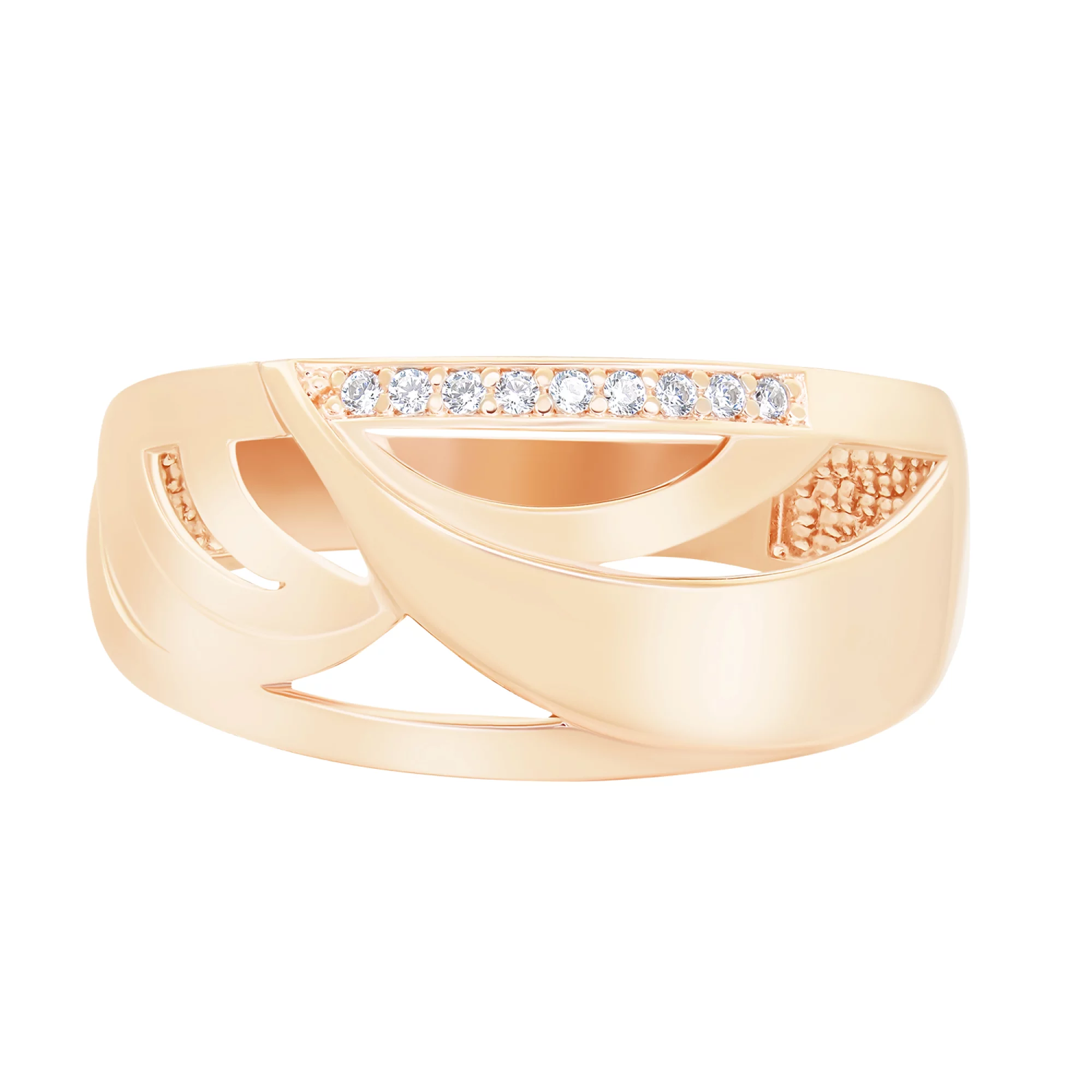 Золотое кольцо с дорожкой фианитов - 1579451 – изображение 2