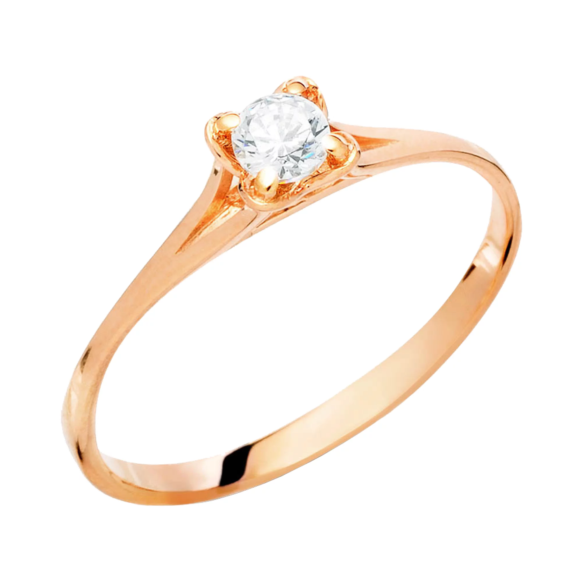 Золотое кольцо с цирконием - 585373 – изображение 1