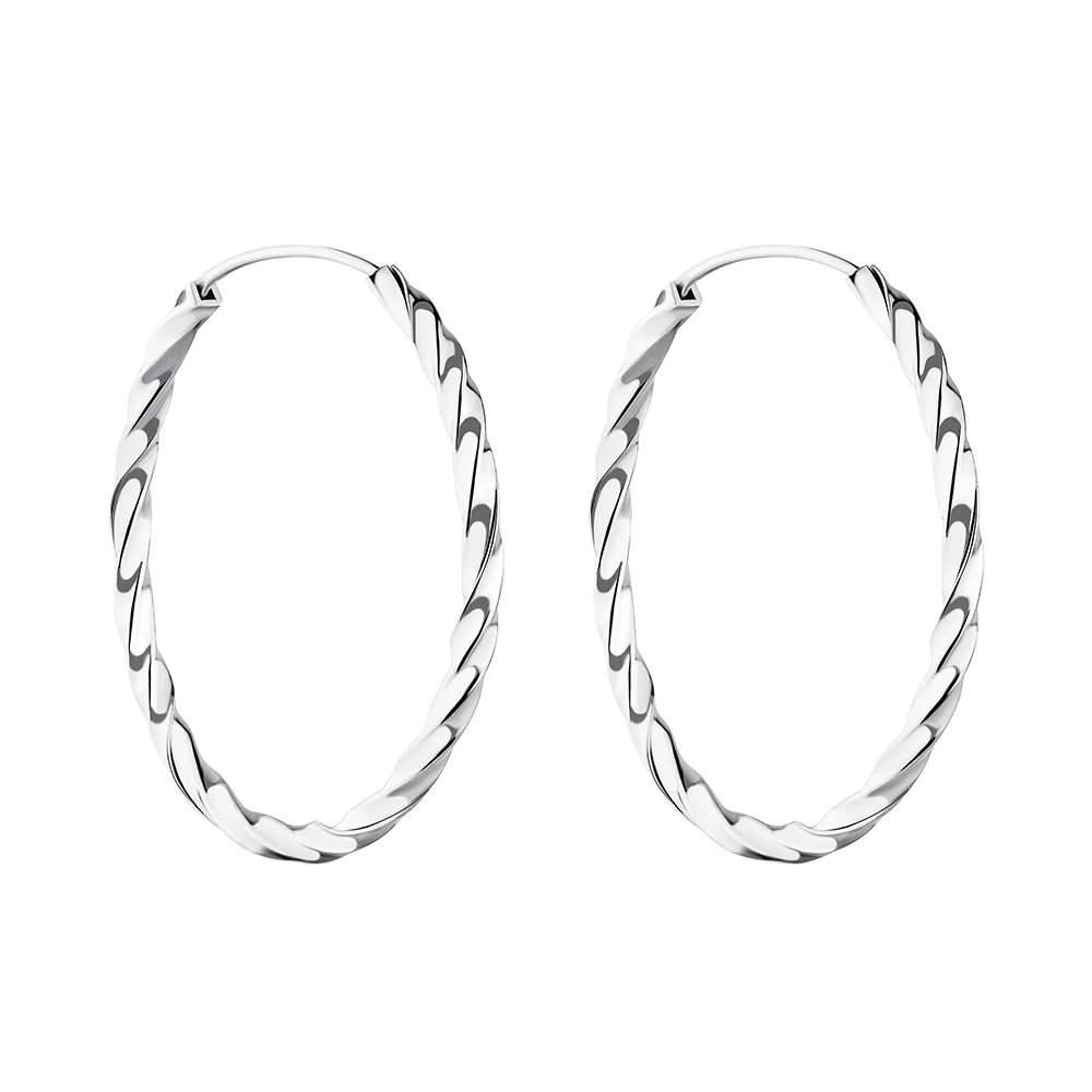 Сережки-кольца из серебра . Артикул 7502/4809/35: цена, отзывы, фото – купить в интернет-магазине AURUM