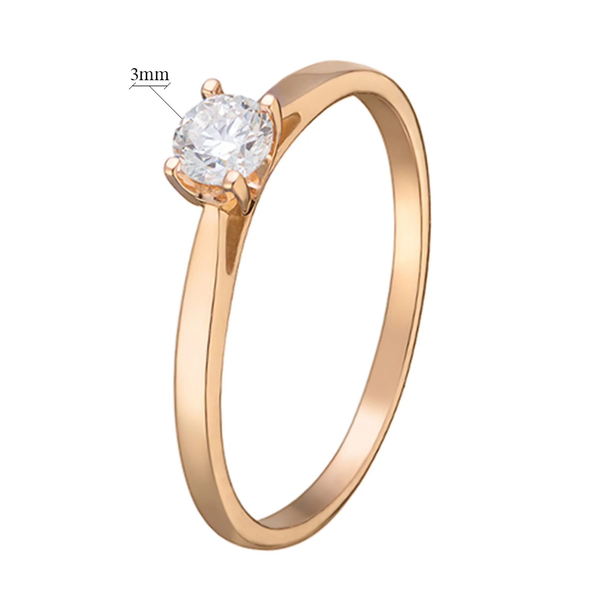 Золотое кольцо с бриллиантом - 521611 – изображение 2
