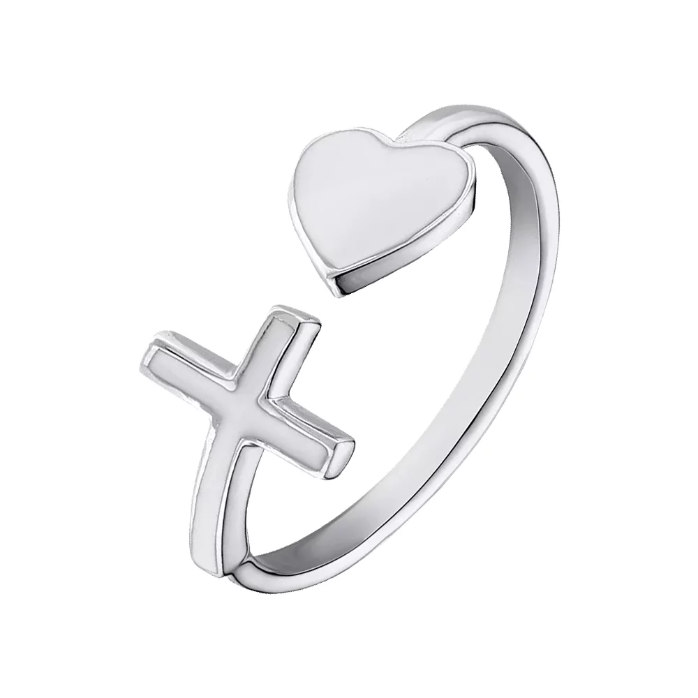 Кольцо серебряное Сердце и Крестик. Артикул 7501/3735еб: цена, отзывы, фото – купить в интернет-магазине AURUM