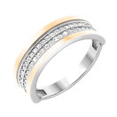 Серебряное кольцо с позолотой и фианитами - 474135