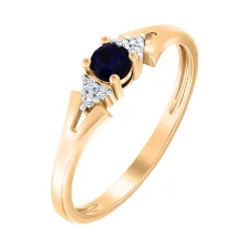 Стильна каблучка з червоного золота з сапфіром і діамантами - 1980455