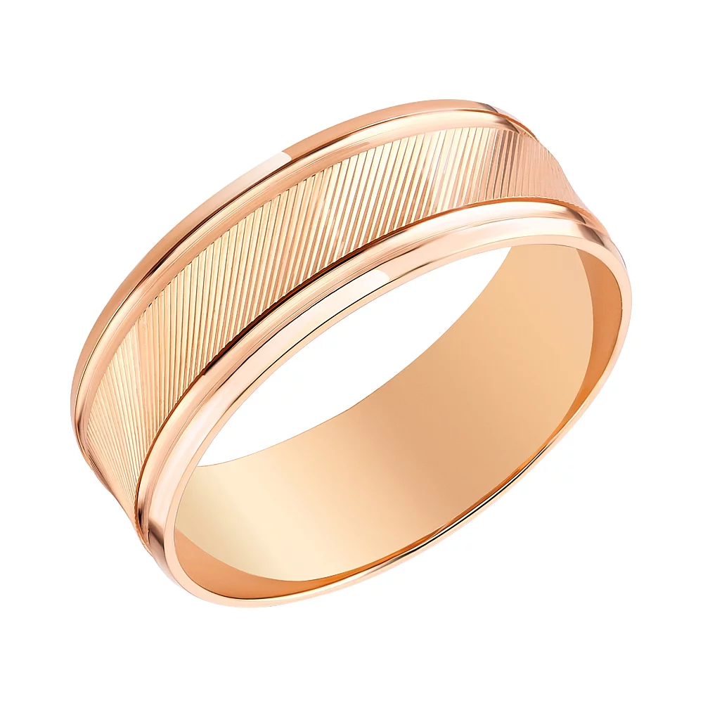 Обручальное кольцо с алмазной гранью из красного золота Классическое. Артикул 239196: цена, отзывы, фото – купить в интернет-магазине AURUM