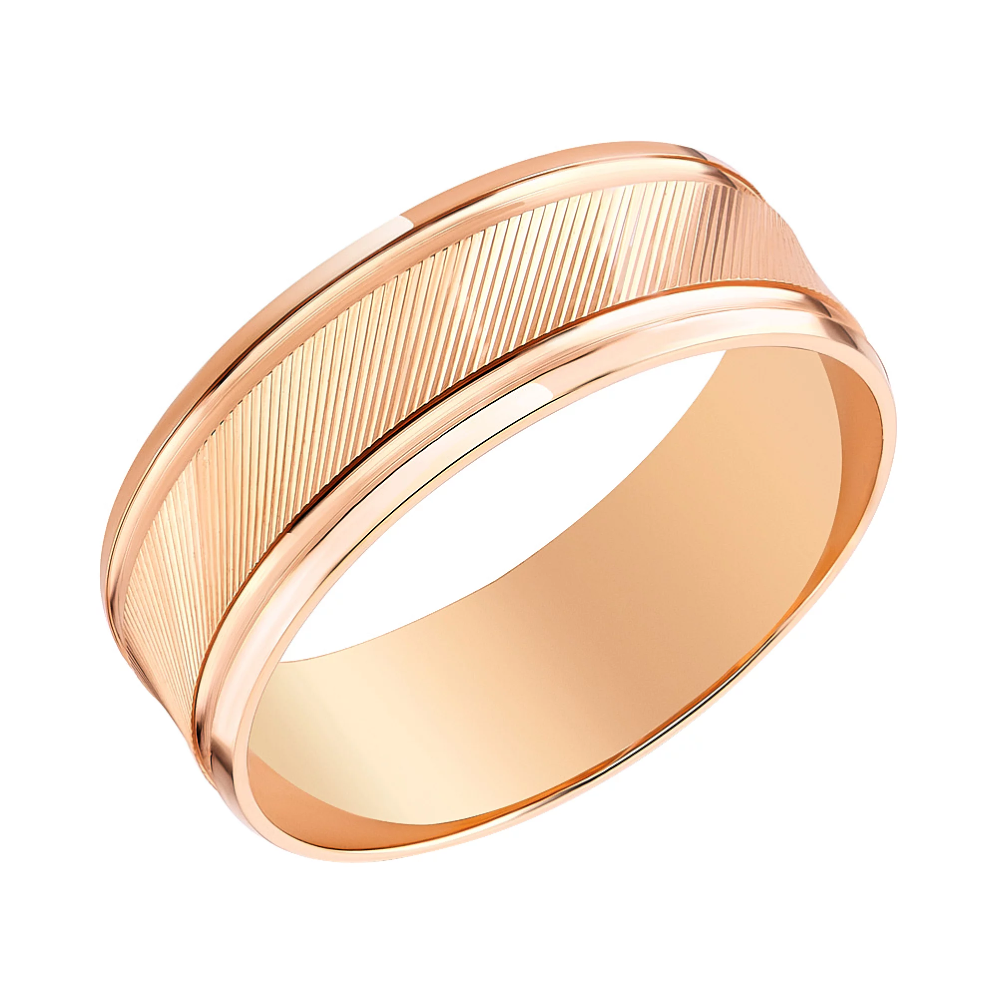 Обручальное кольцо американка с алмазной гранью из красного золота  - 967729 – изображение 1