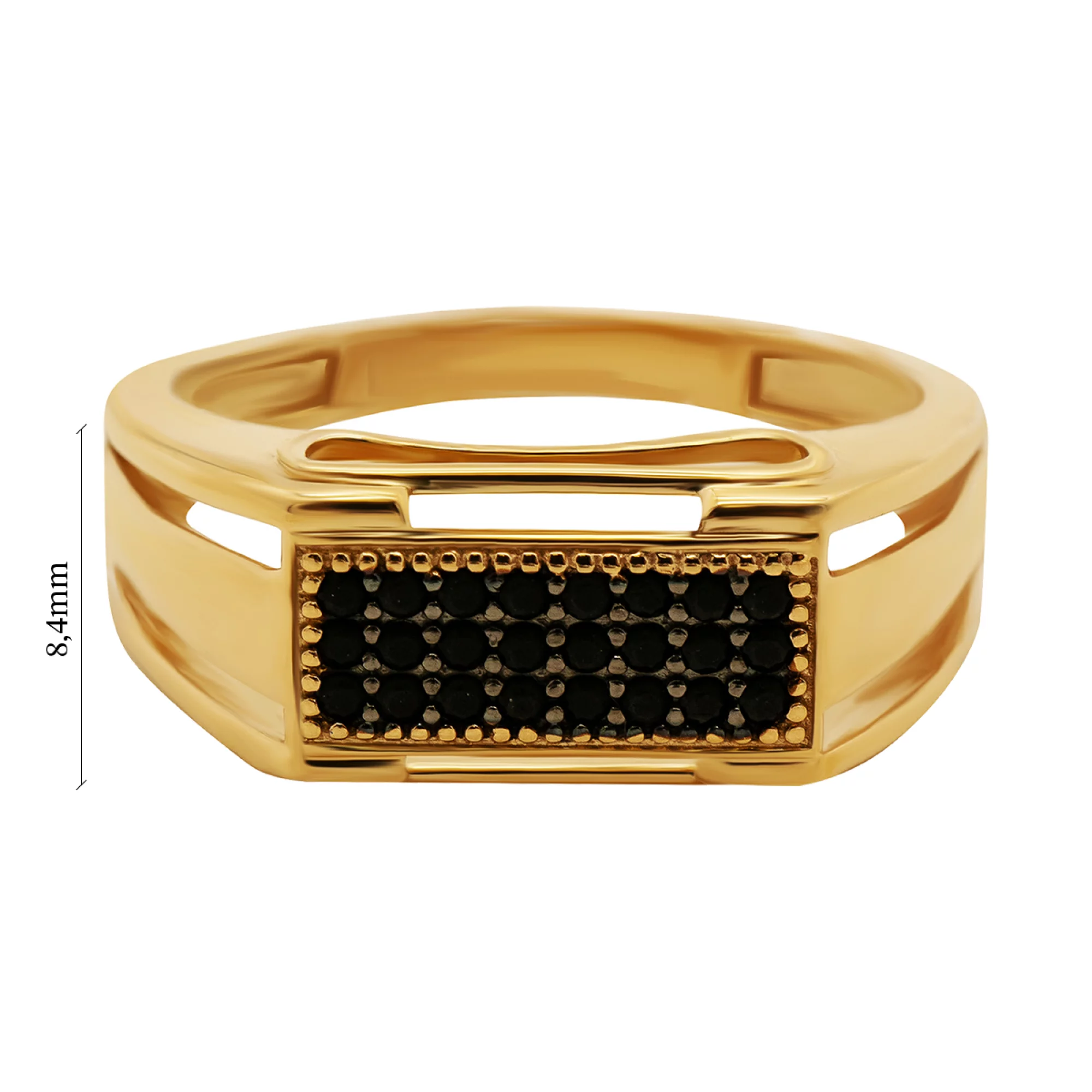 Перстень из красного золота с фианитом - 937872 – изображение 2