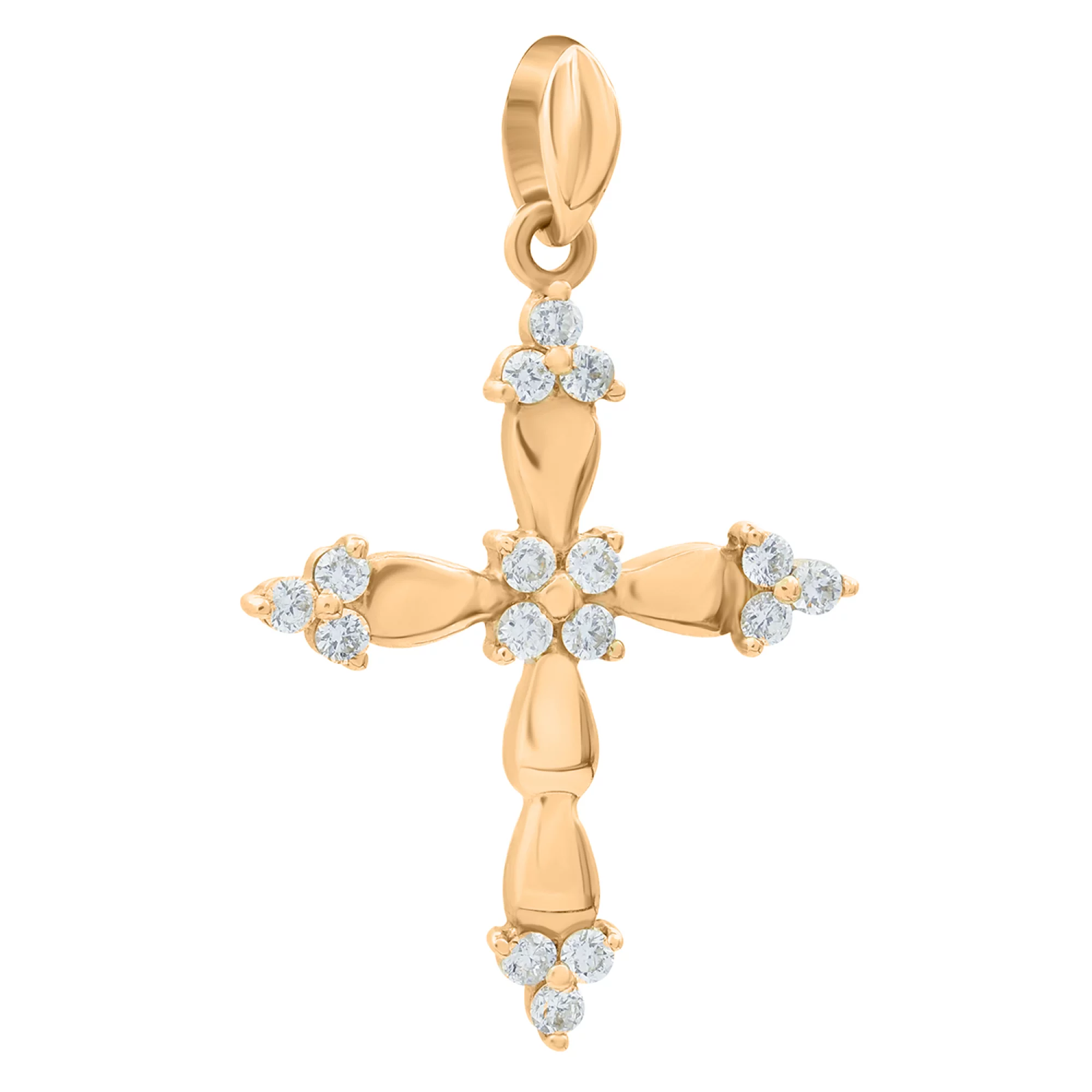 Декоративний золотий хрестик з діамантами - 1706541 – зображення 1