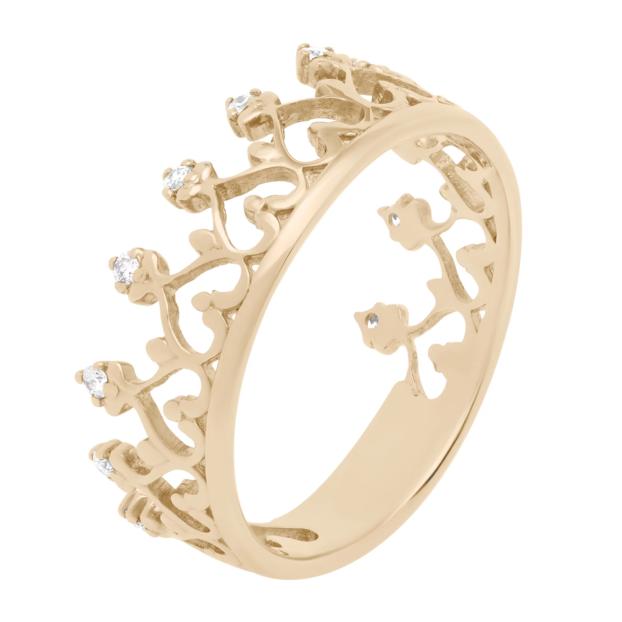 Кольцо в красном золоте с бриллиантами в форме короны - 1731165 – изображение 1