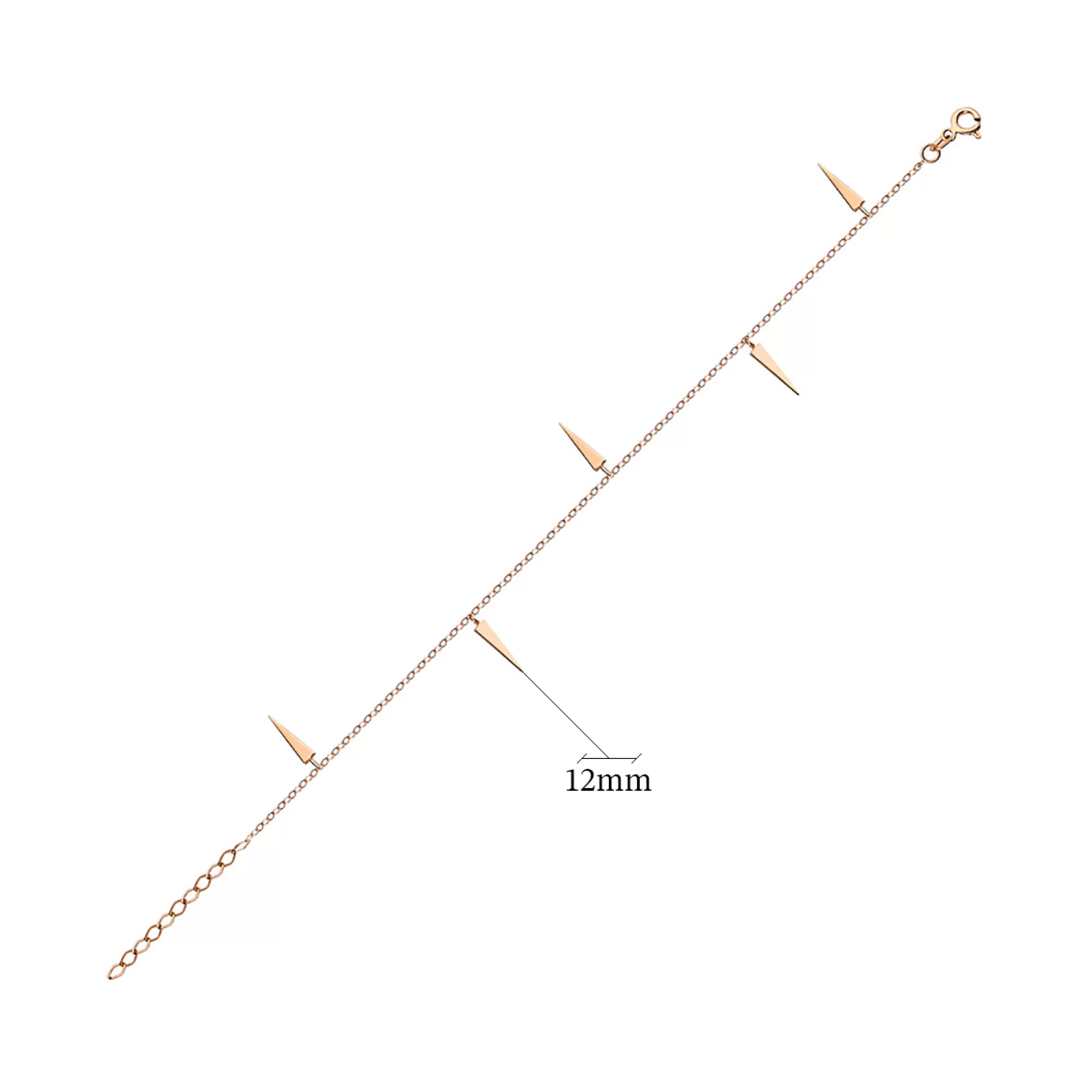 Браслет з червоного золота з підвісками "Трикутник" плетіння якір - 1260267 – зображення 3