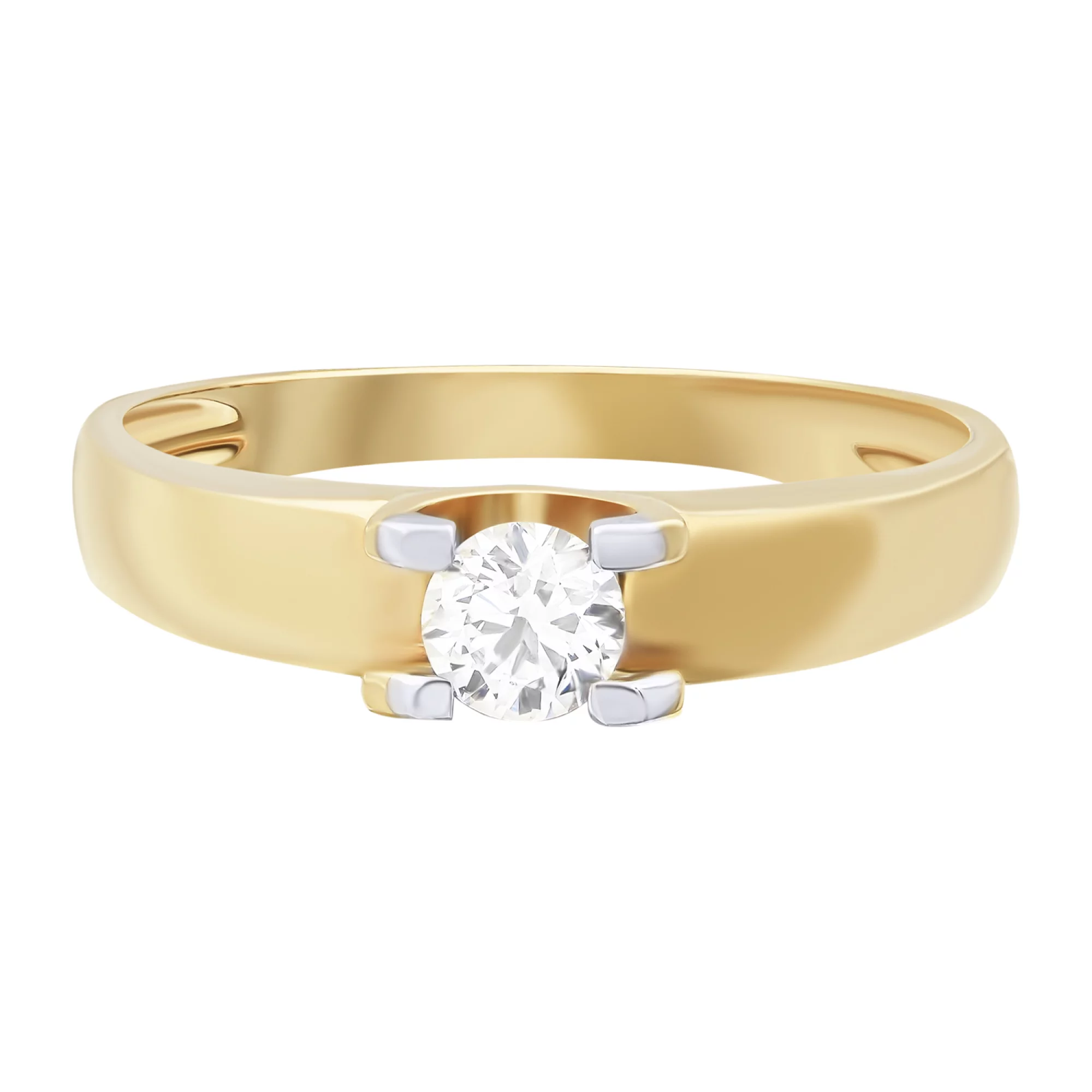Кольцо золотое с бриллиантом - 512434 – изображение 2