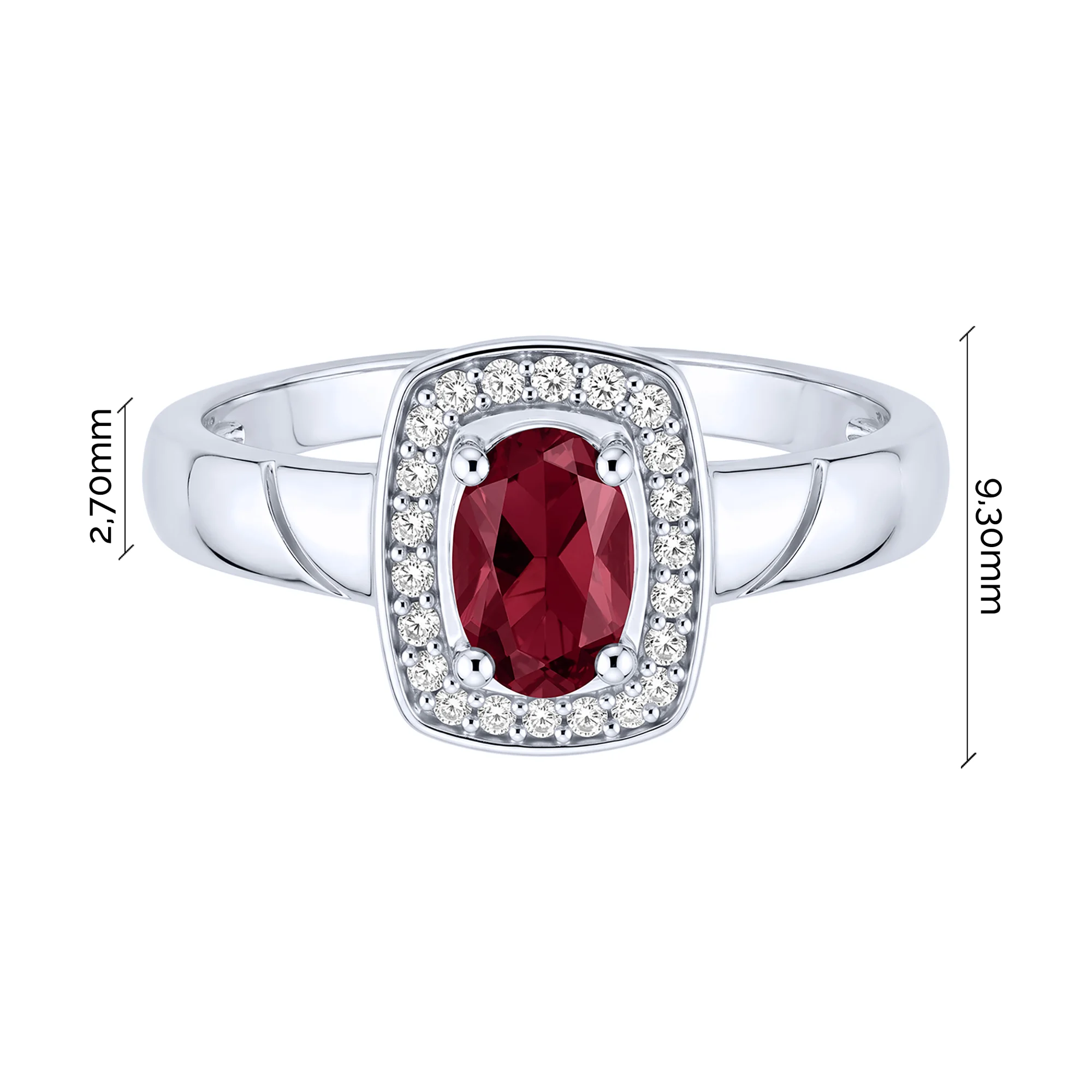 Серебряное кольцо "Квадрат" с рубином и фианитами - 2297425 - 3