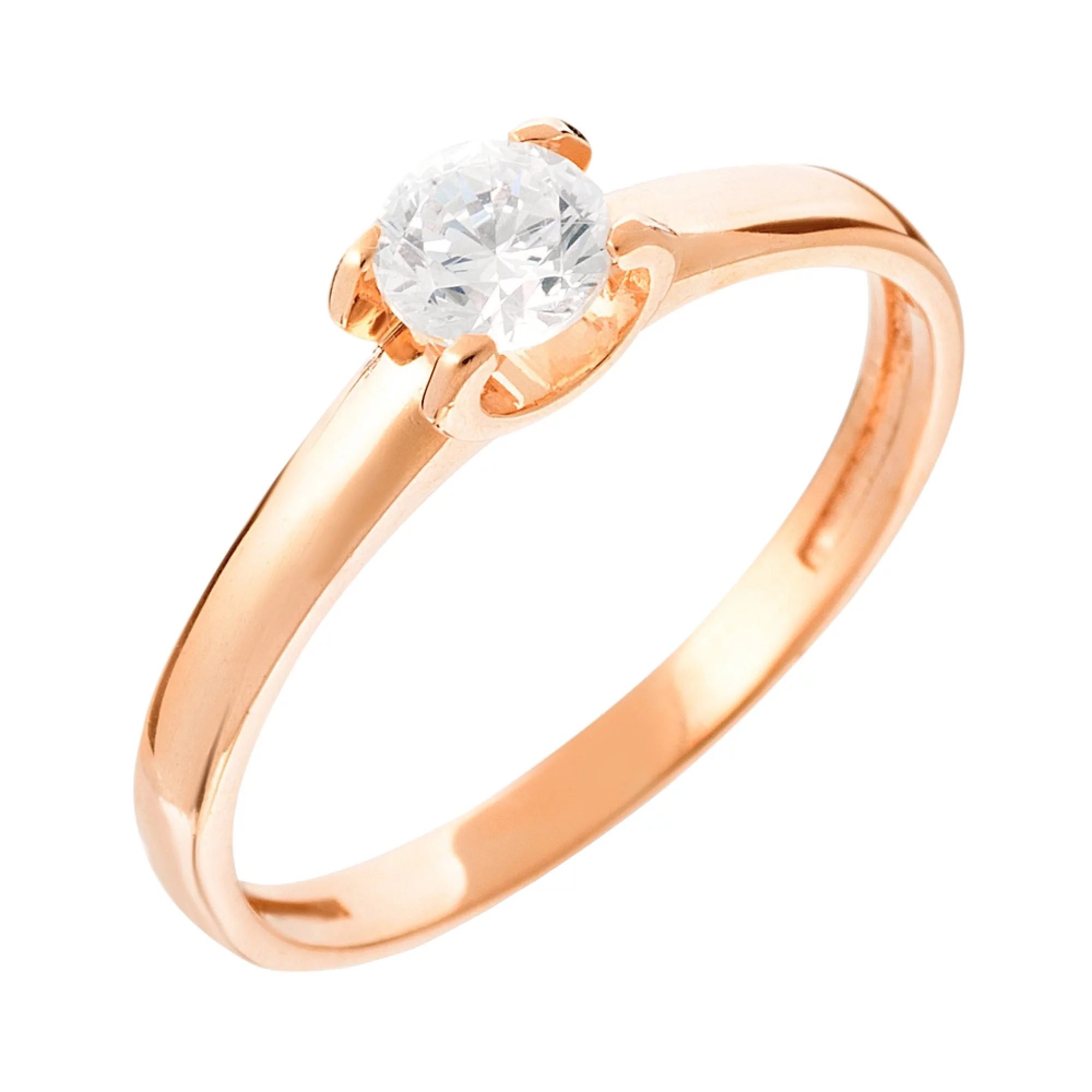 Золотое кольцо с фианитом - 585279 – изображение 1