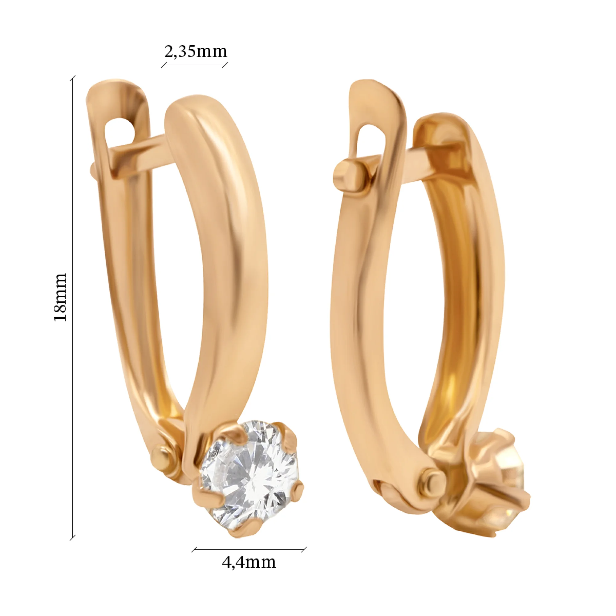 Сережки из красного золота с фианитом - 938231 - 3