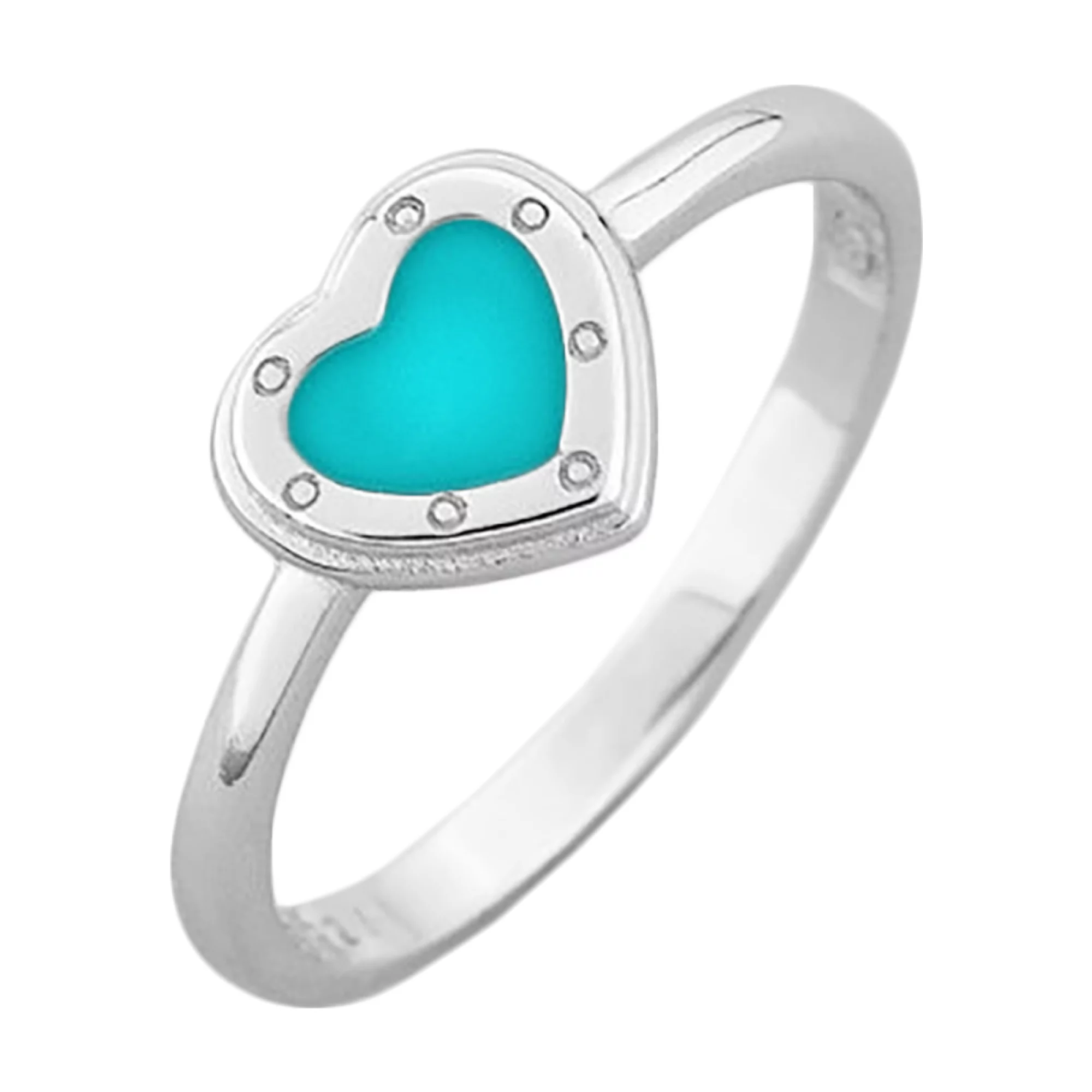 Кольцо серебряное с эмалью "Сердце" - 973039 – изображение 1