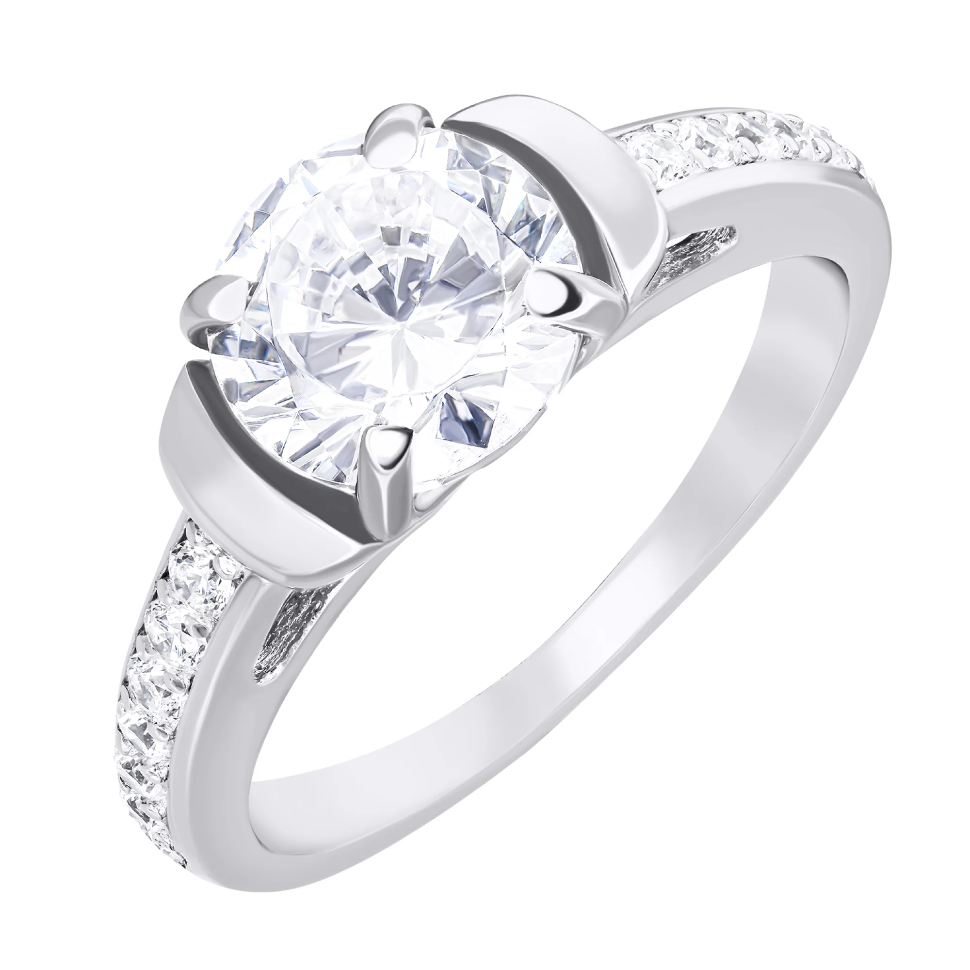 Кольцо из серебра с фианитами - 1549888 - 1