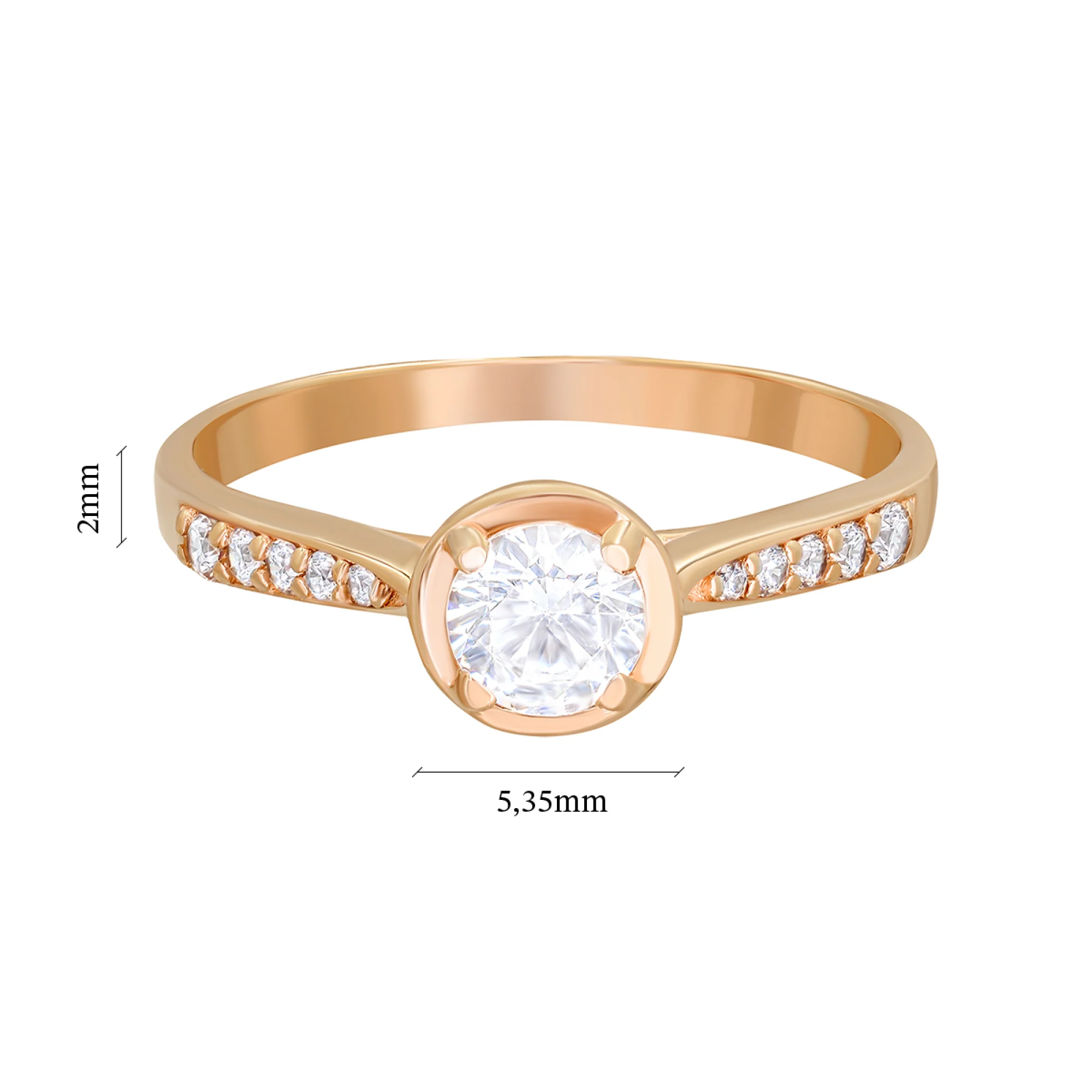 Кольцо из красного золота с фианитами - 886266 - 3