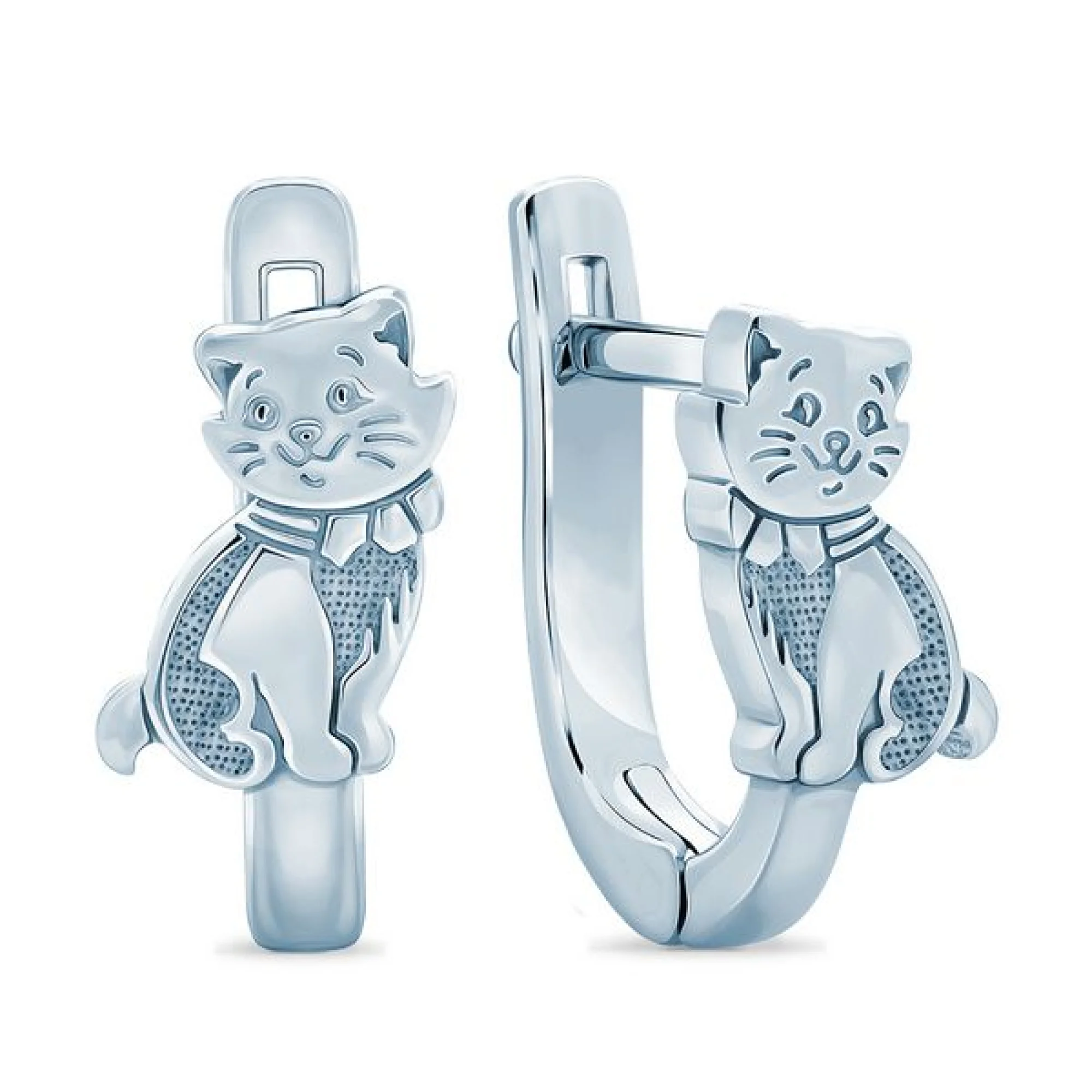 Серебряные серьги "Кошечка" - 407884 - 1