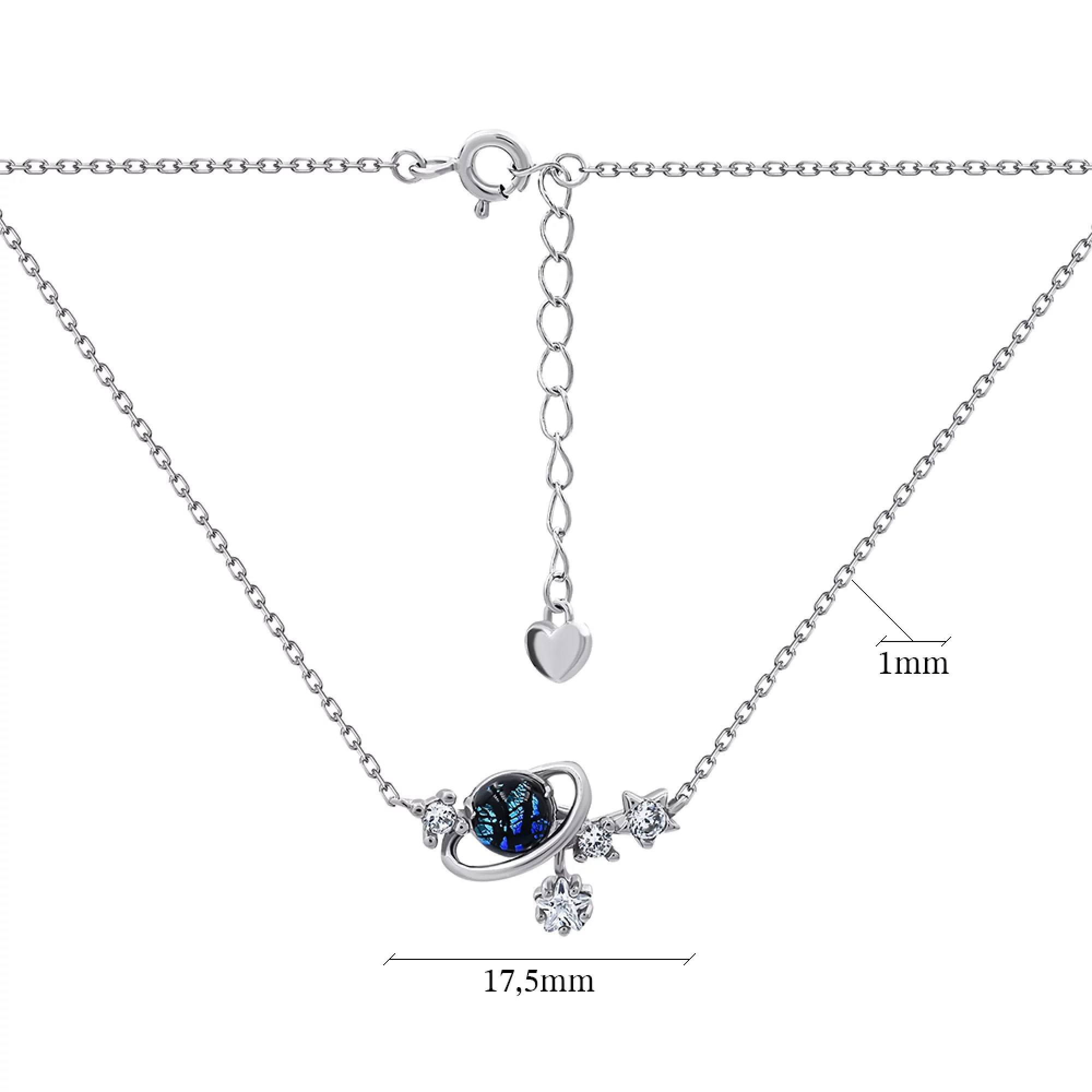 Колье серебряное с фианитом Звезда в Якорном плетении - 1265175 – изображение 2