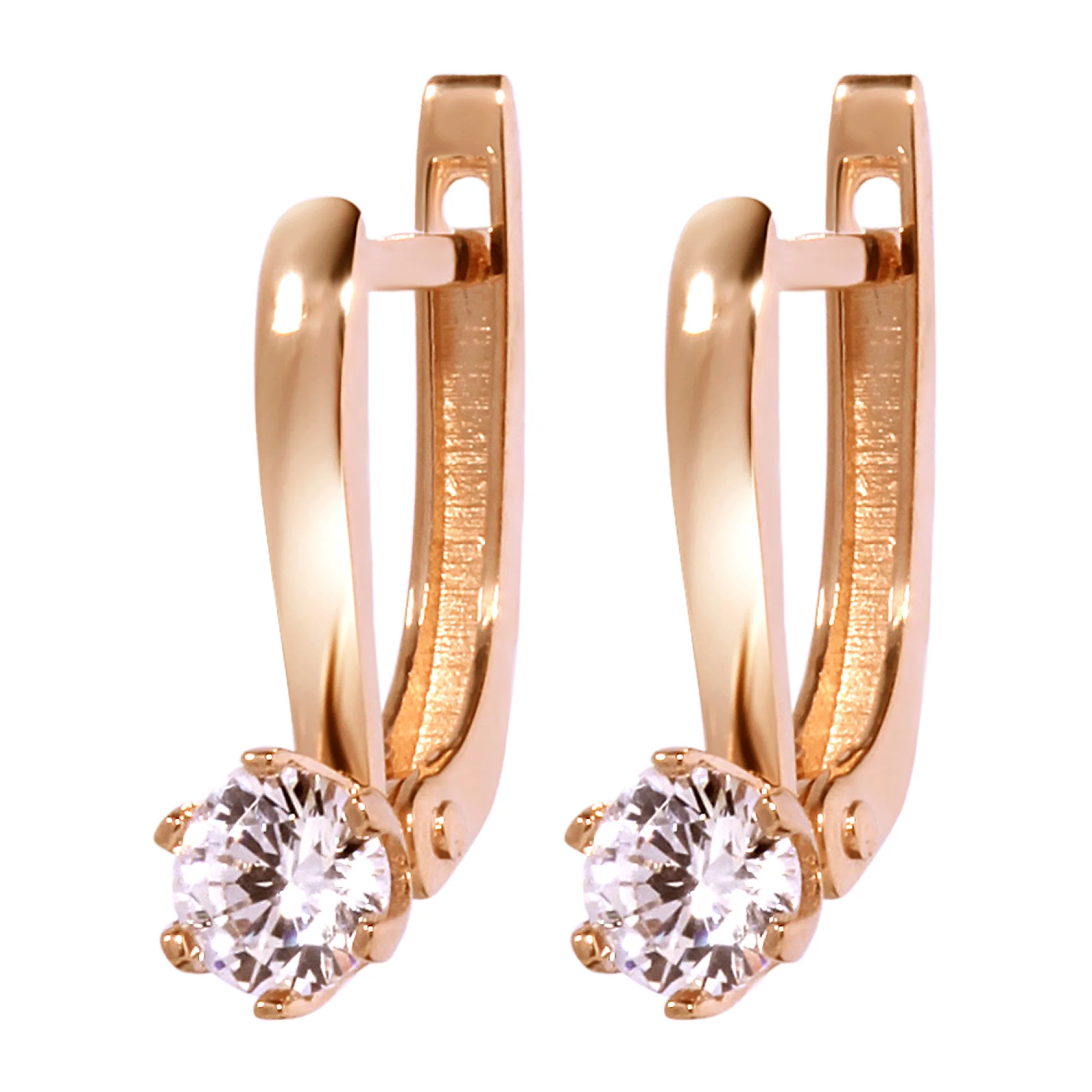 Сережки из красного золота с фианитом - 962283 - 1