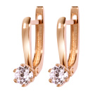 Сережки из красного золота с фианитом - 962283