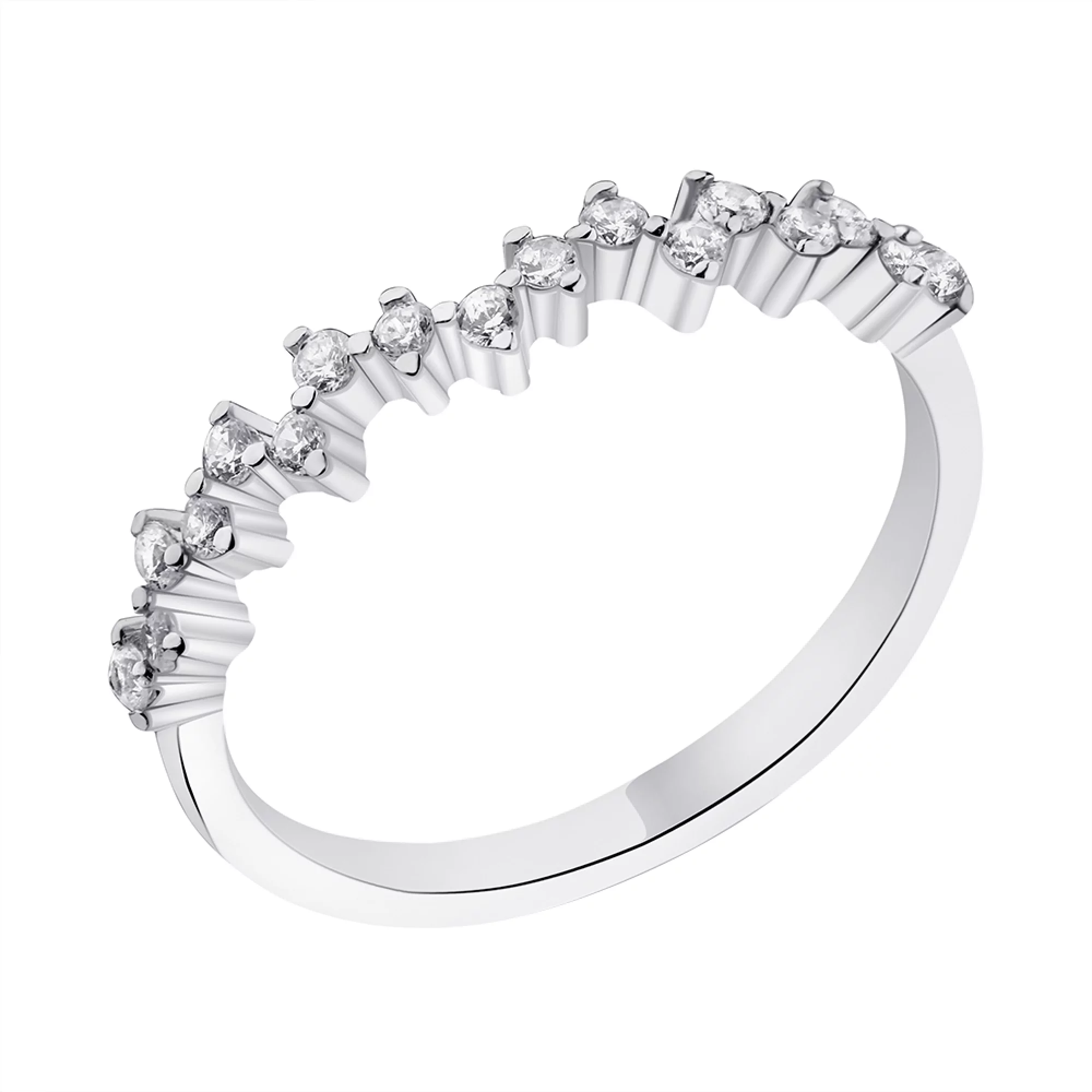 Серебряное кольцо в форме зигзага с фианитами - 1562873 – изображение 1