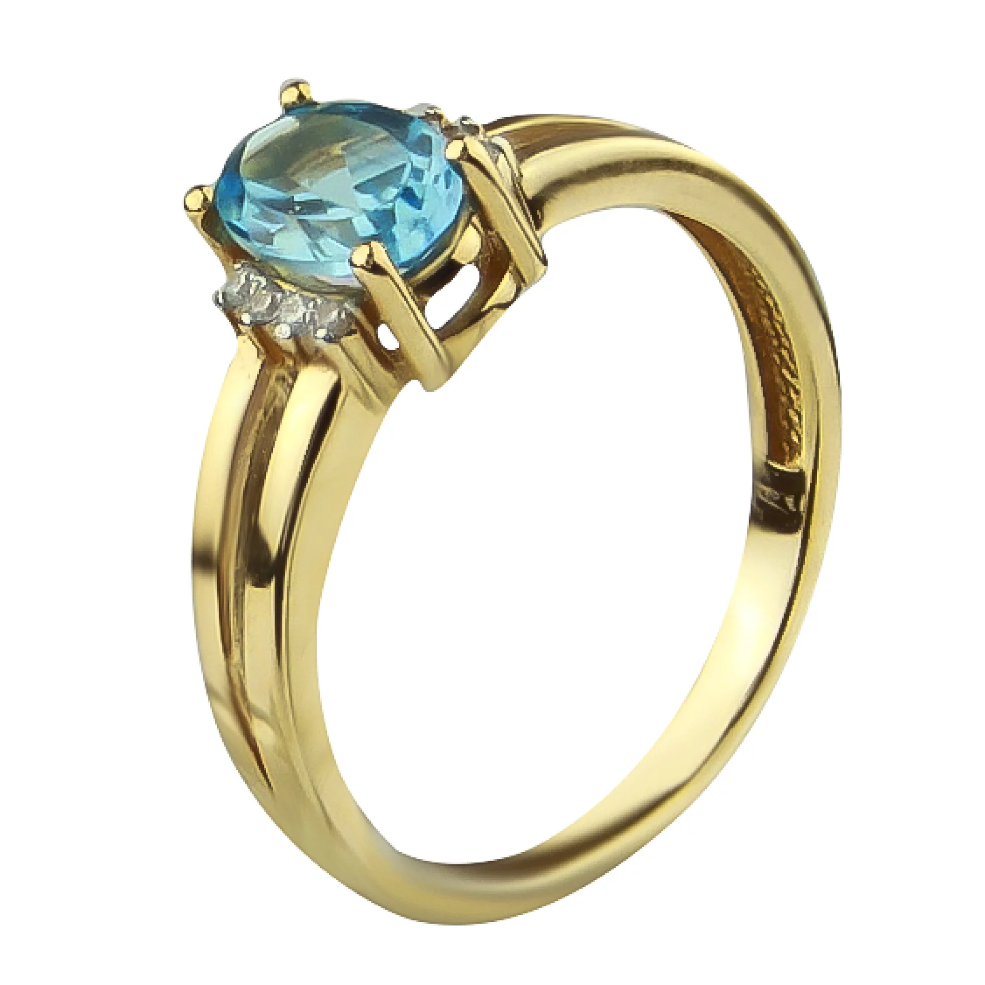 Золотое кольцо с топазами и фианитами - 1392060 – изображение 1