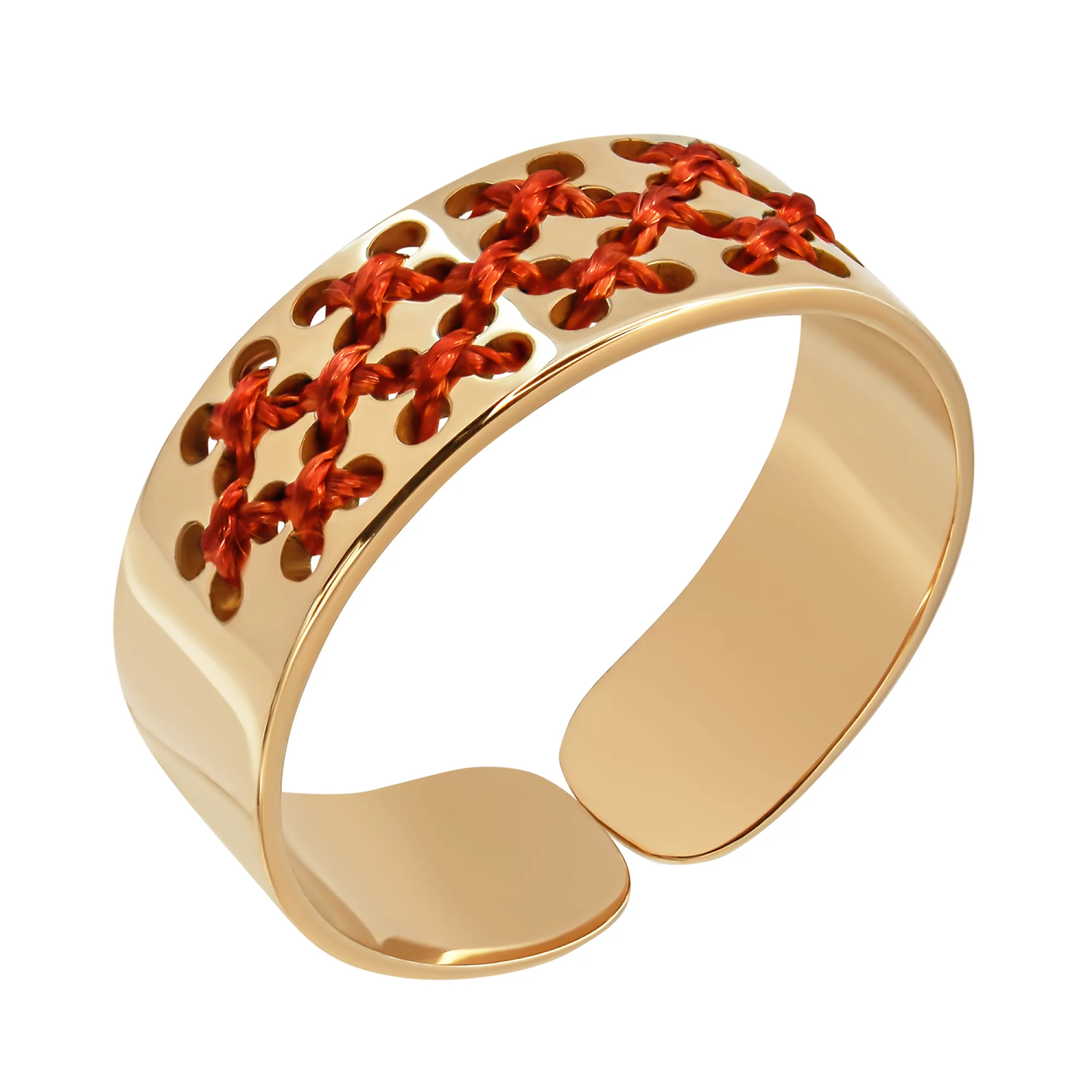 Золотое кольцо с шелком и элементами вышивки  - 1339277 – изображение 1