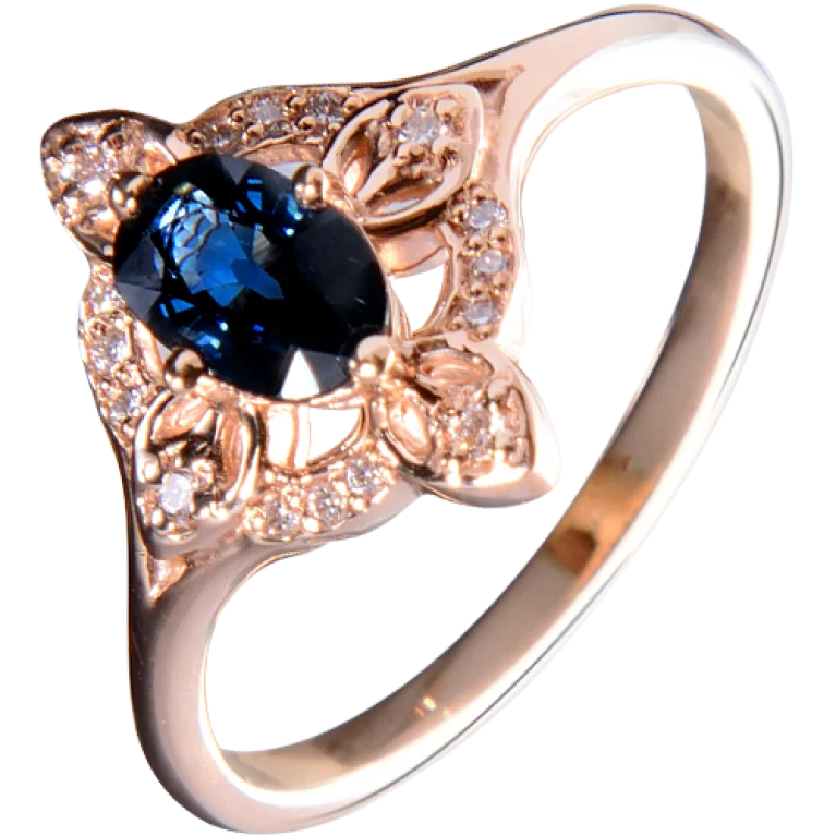 Золотое кольцо с сапфиром и бриллиантами. Артикул 52629/1,25сап: цена, отзывы, фото – купить в интернет-магазине AURUM
