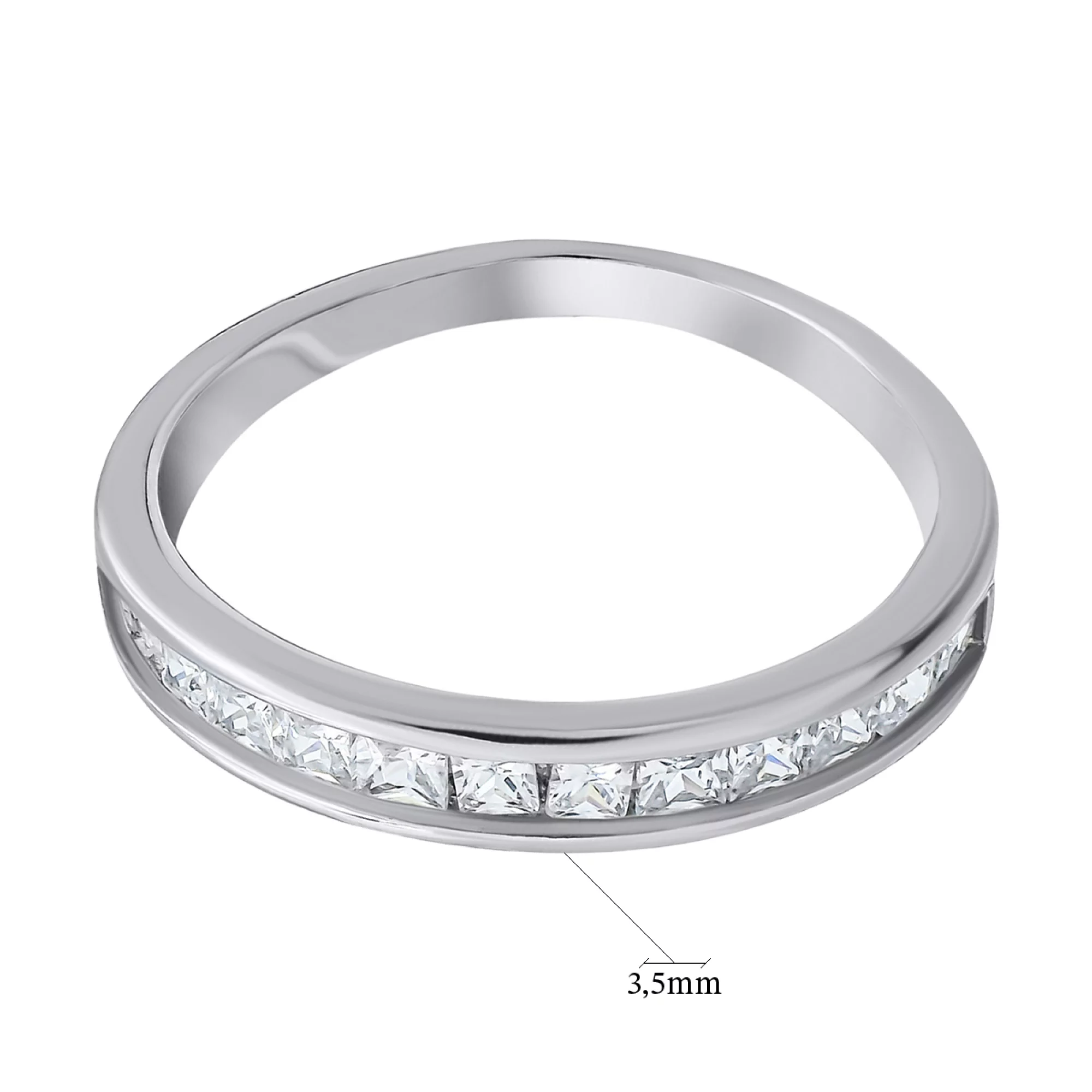Кольцо серебряное с фианитом - 1269096 – изображение 2