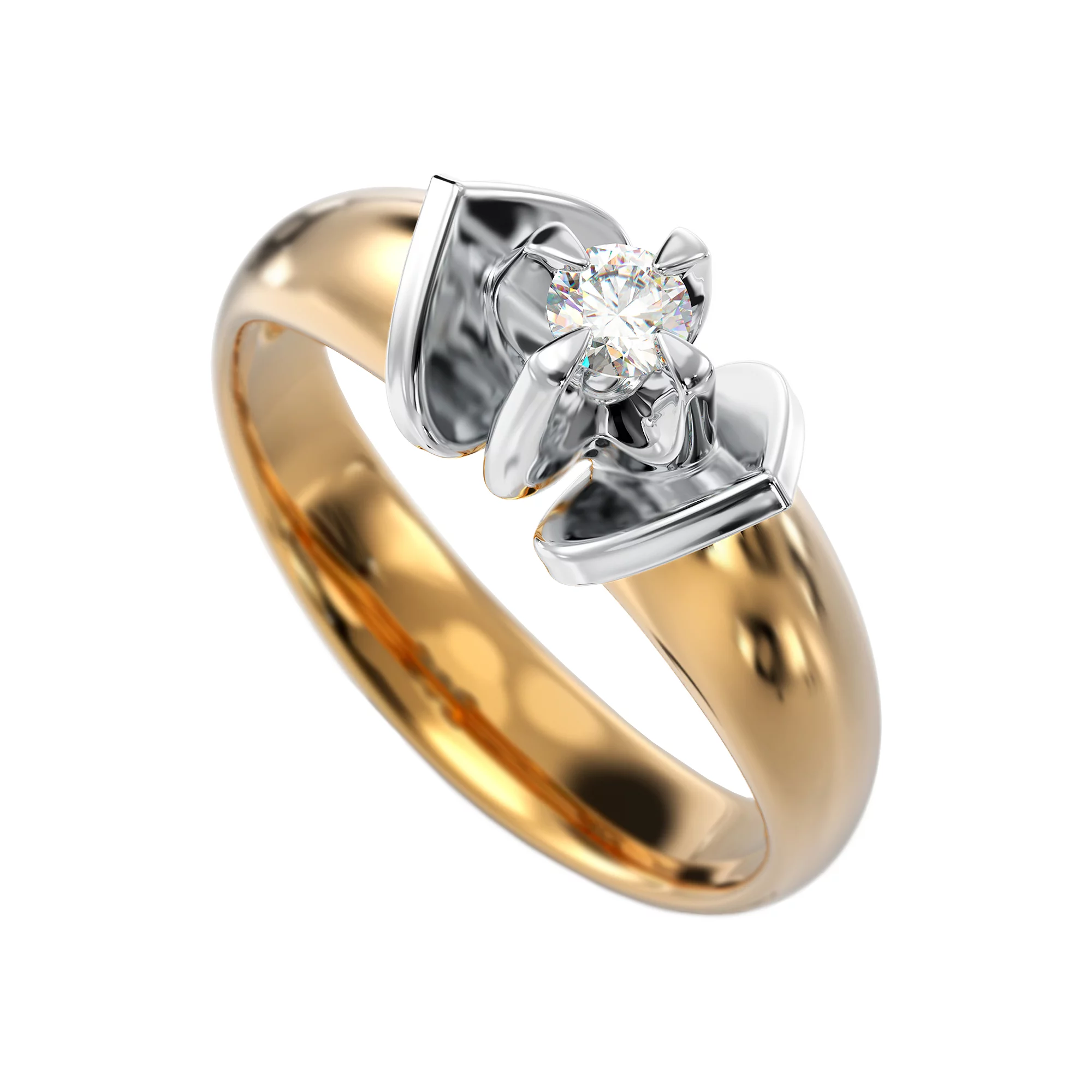 Золотое кольцо с бриллиантом - 547373 – изображение 1