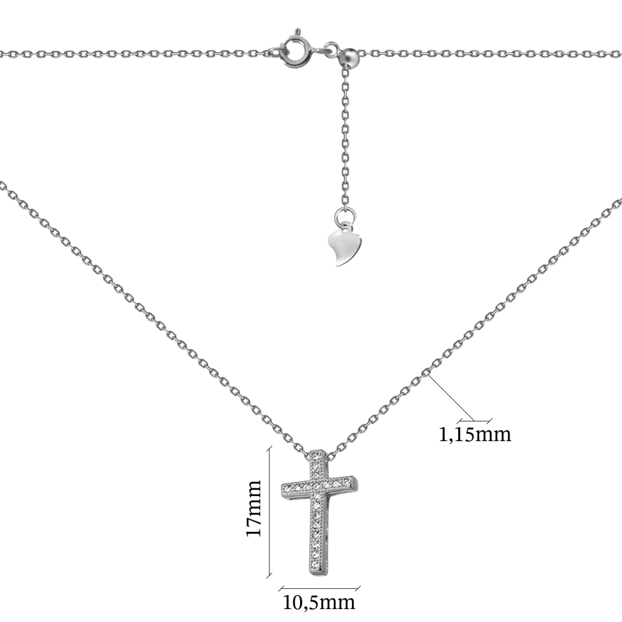 Ланцюжок зі срібла з хрестиком і фіанітом  якірне плетіння - 968879 – зображення 2