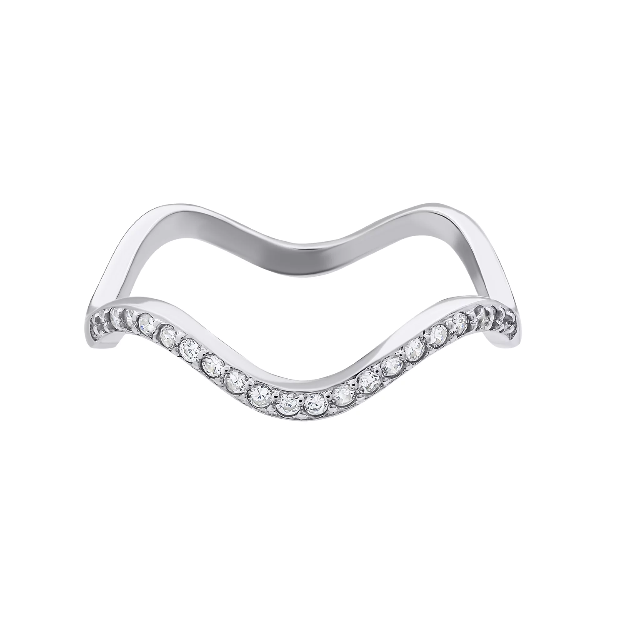 Кольцо с дорожкой фианитов из серебра - 1488709 – изображение 2