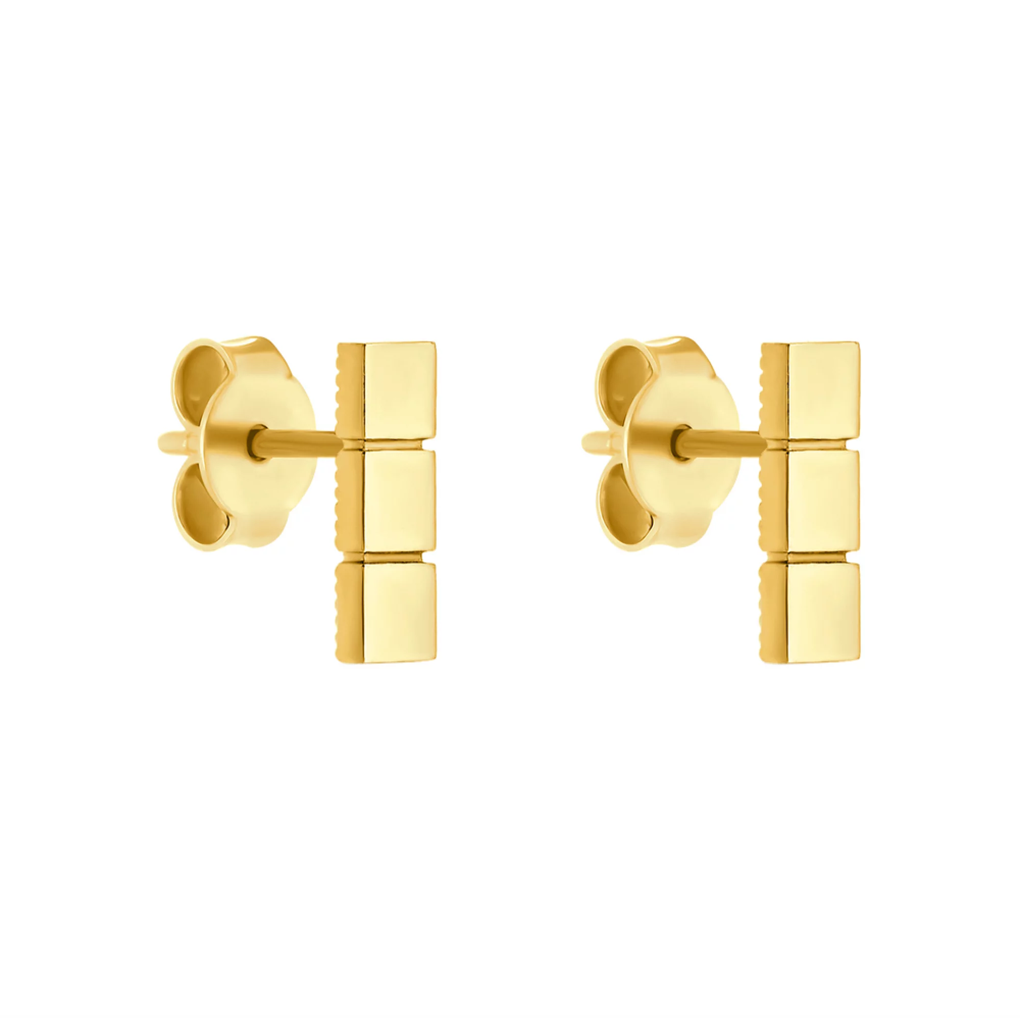 Серьги-гвоздики из желтого золота "Геометрия" - 1503573 – изображение 1