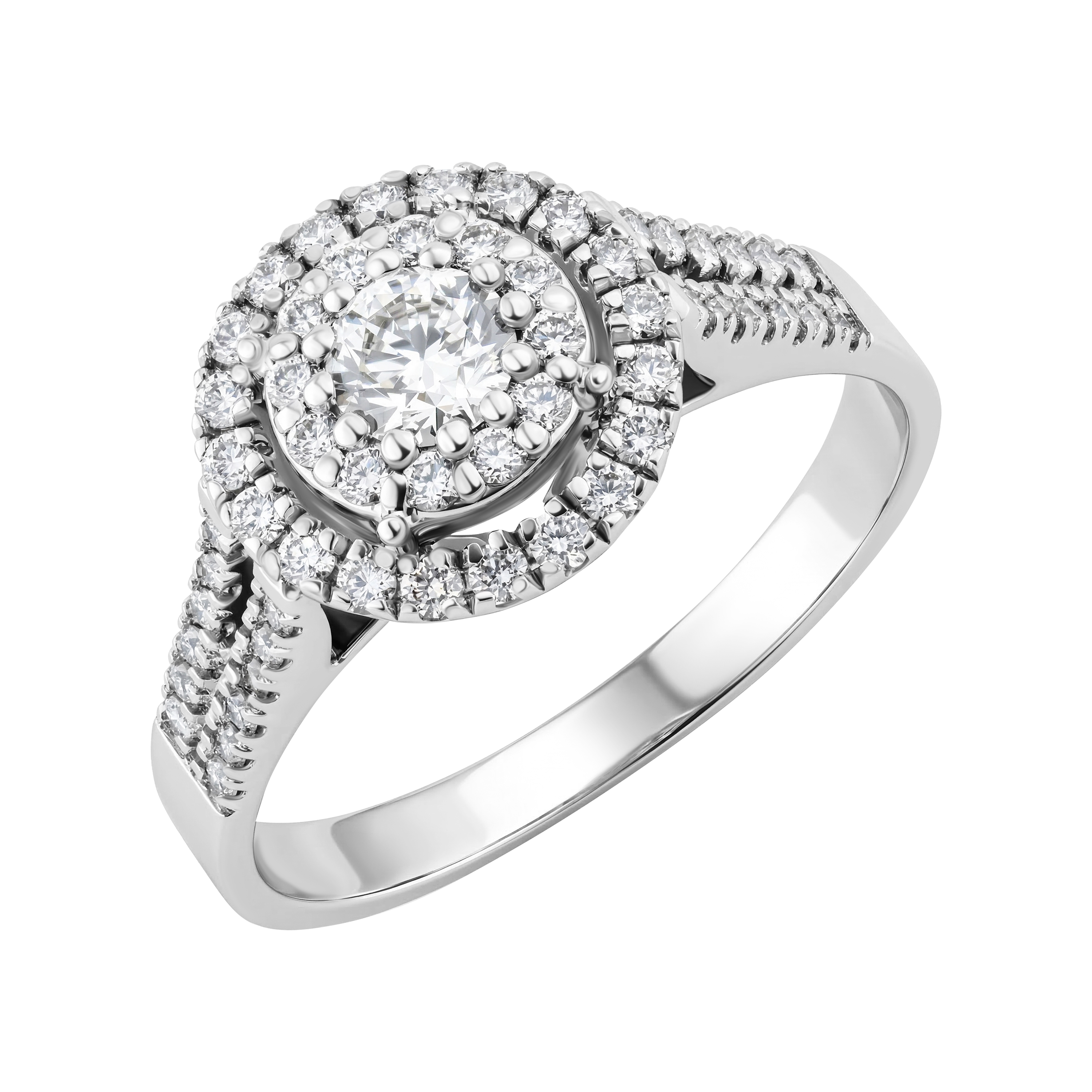 Массивное кольцо из белого золота с россыпью фианитов