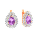 Сережки з аметистом и фианитами из красного золота - 969838