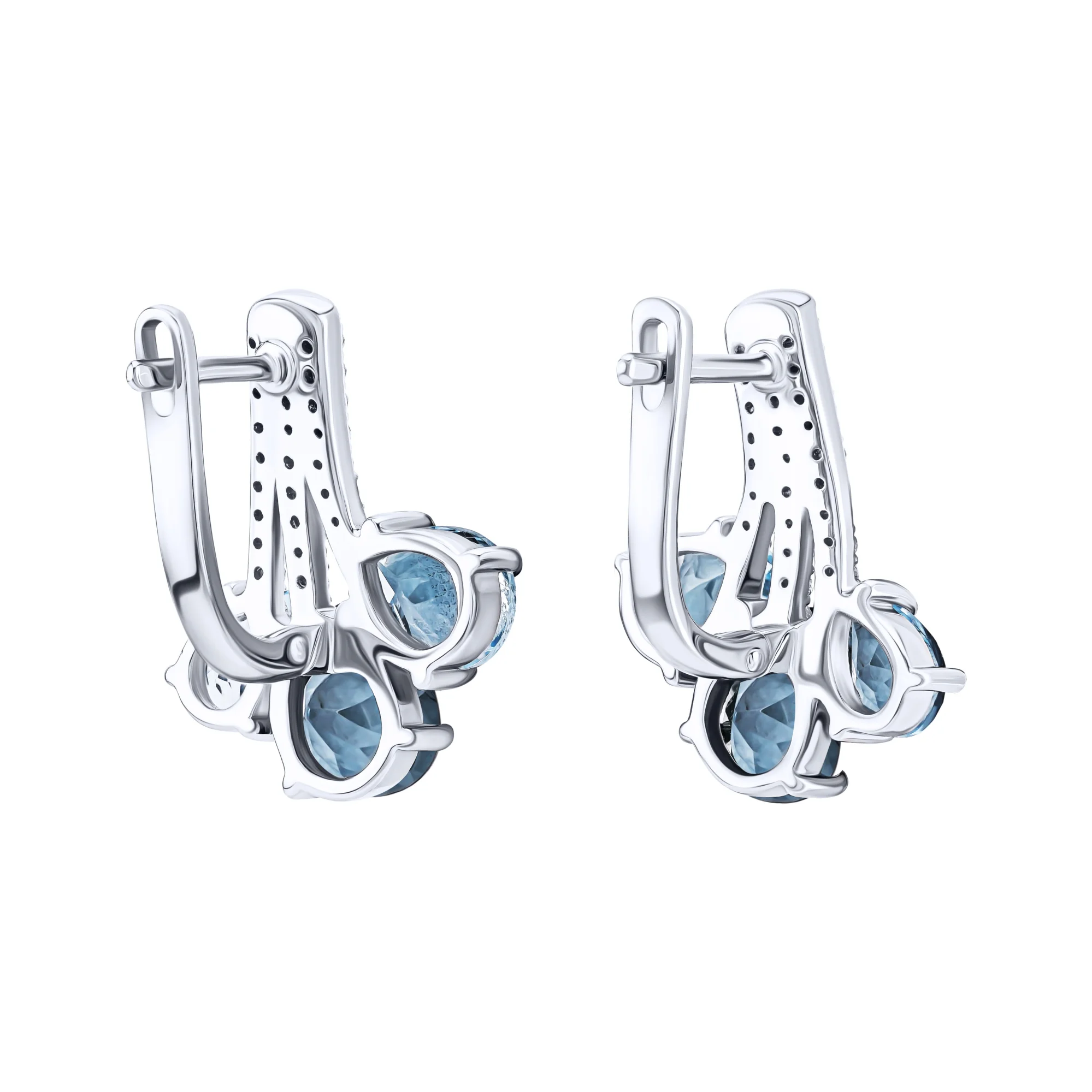 Серебряные серьги с топазами и фианитами - 2137675 - 2