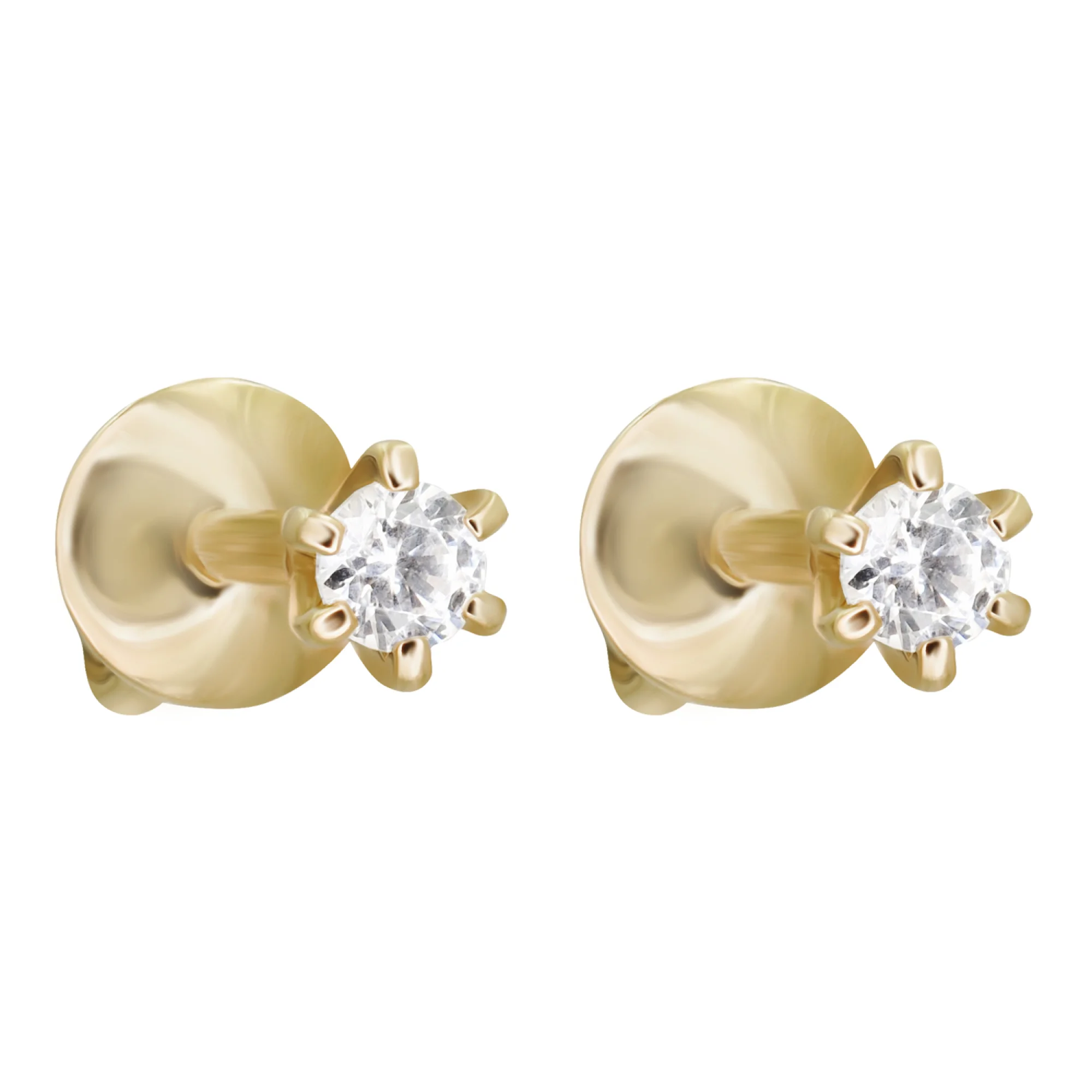Сережки-гвоздики из красного золота с фианитами - 896977 - 1