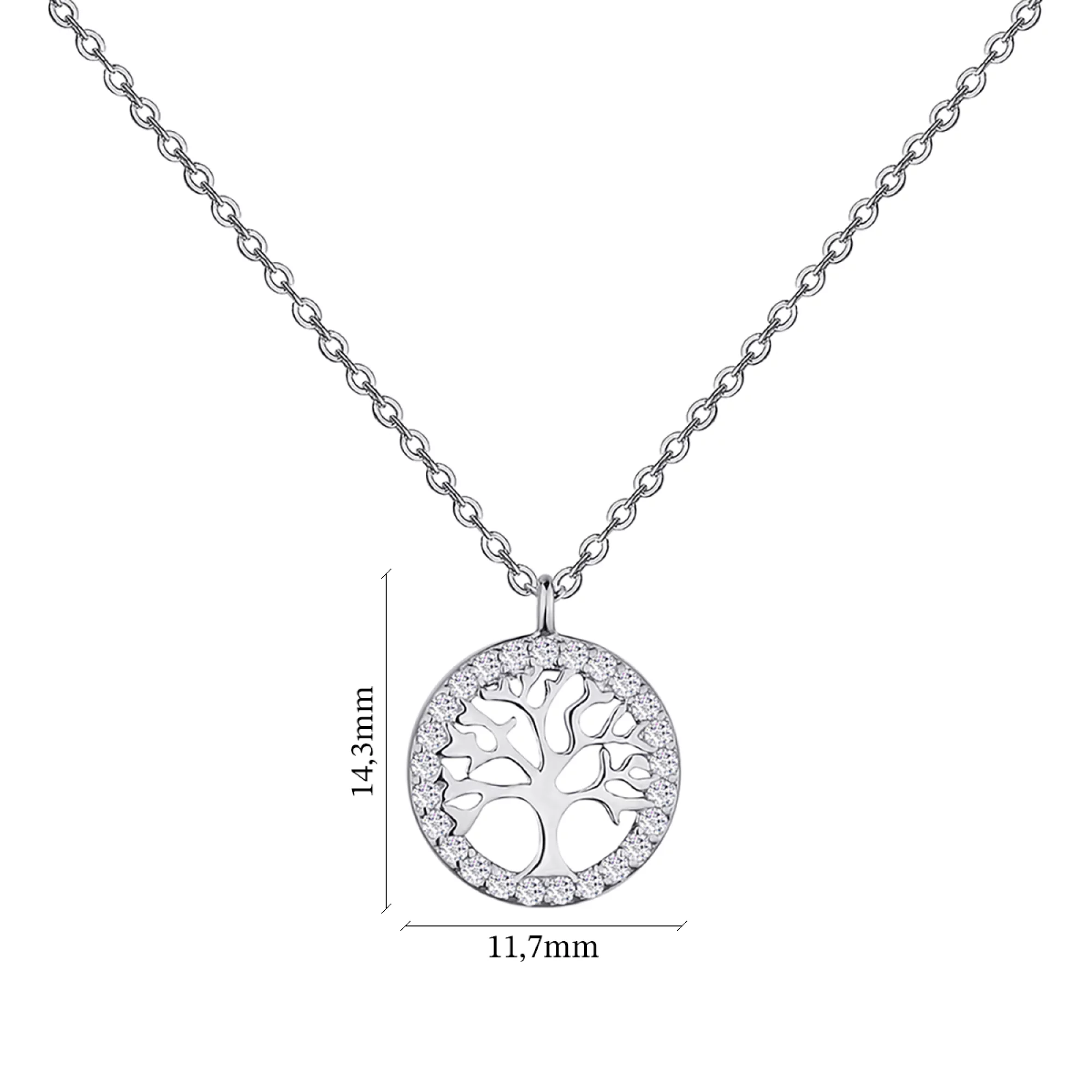 Колье серебряное с фианитом Дерево Якорное плетение - 1343354 – изображение 3